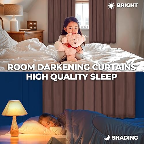 Miniatura 3 de Superior Cortina opaca tejida, cortina de ventana de 52 x 84 pulgadas, 2 paneles de cortinas de oscurecimiento de habitación, capuchino