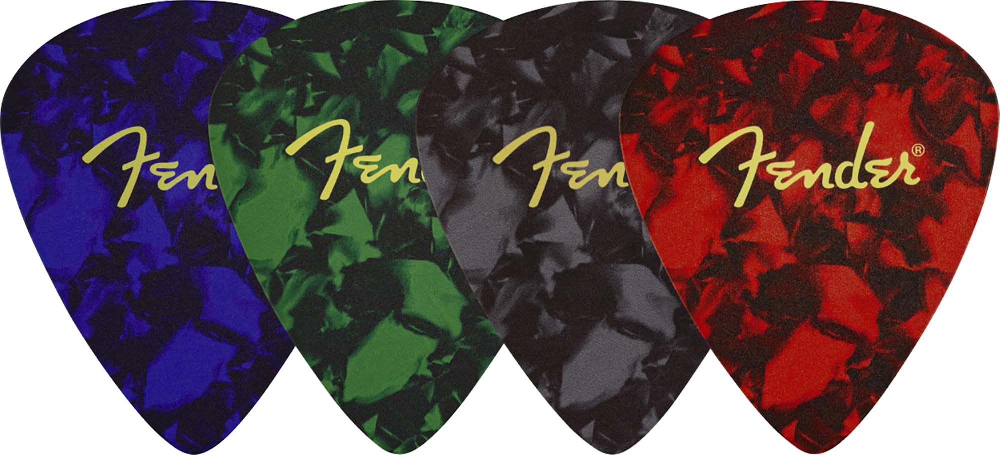 Fender Pick Shaped Leather Coaster Set, 4 Pack, Logo Design, Multi, Gift for Guitar Fans, Multicolor