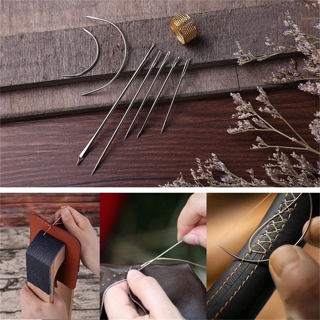 Starter-Set und Zubehör für Lederhandwerk: Lederfaden, Nähnadeln, Ahle, Schere, Lederhandwerkszubehör
