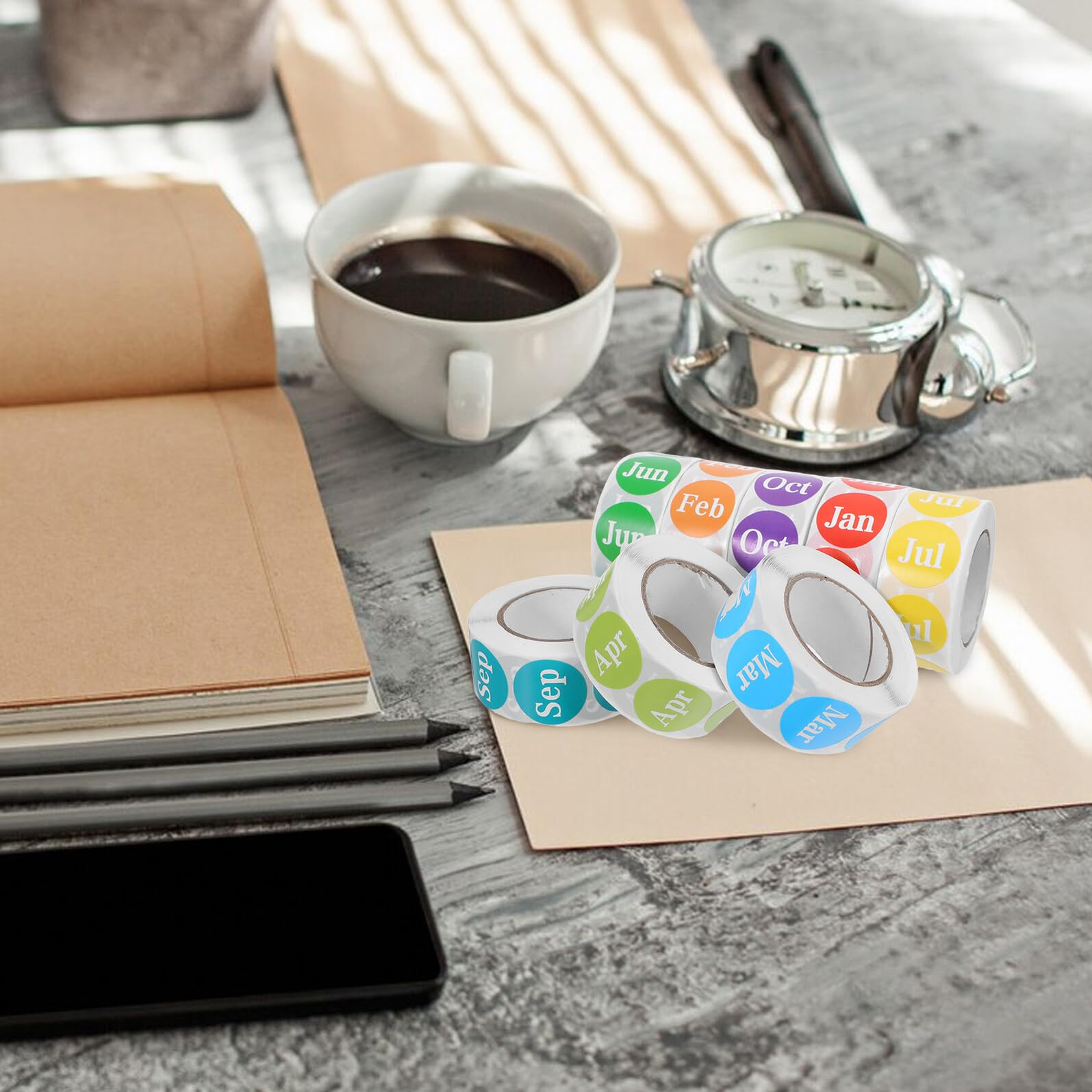 SUPVOX 12 Pezzi Adesivi Mensili Rotondi Codifica Colori, Etichette Calendario Annuale Autoadesive per Planner e Scrapbooking, Adesivi per Organizzazione Mensile da Gennaio a Dicembre