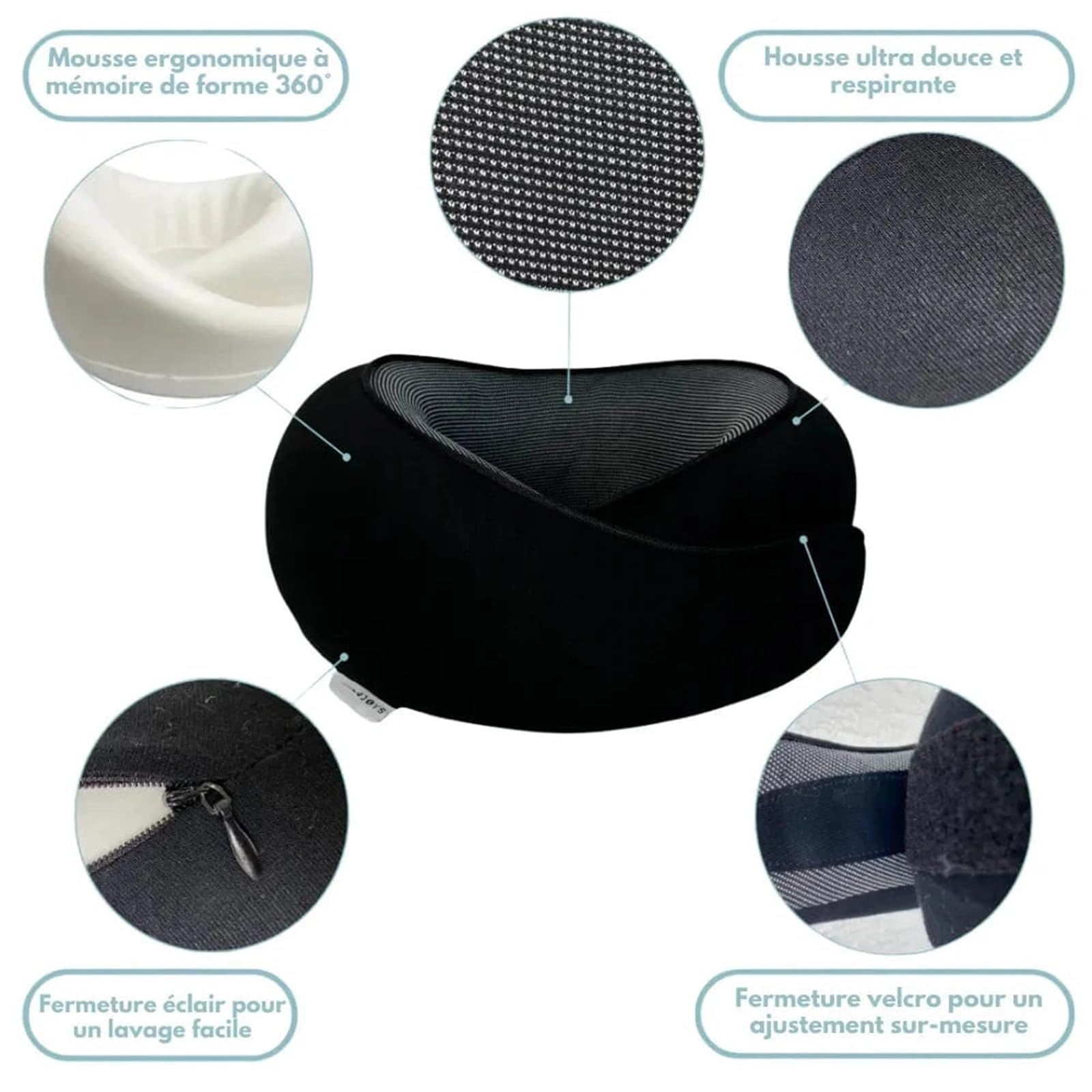 MEIION montalpin Mont Alpin Oreiller de Voyage Ergo+ Épouse la Nuque, libère Les tensions Coussin de Voyage en Mousse à mémoire, Soutien Cervical à 360° idéal pour Avion, Voiture et Train