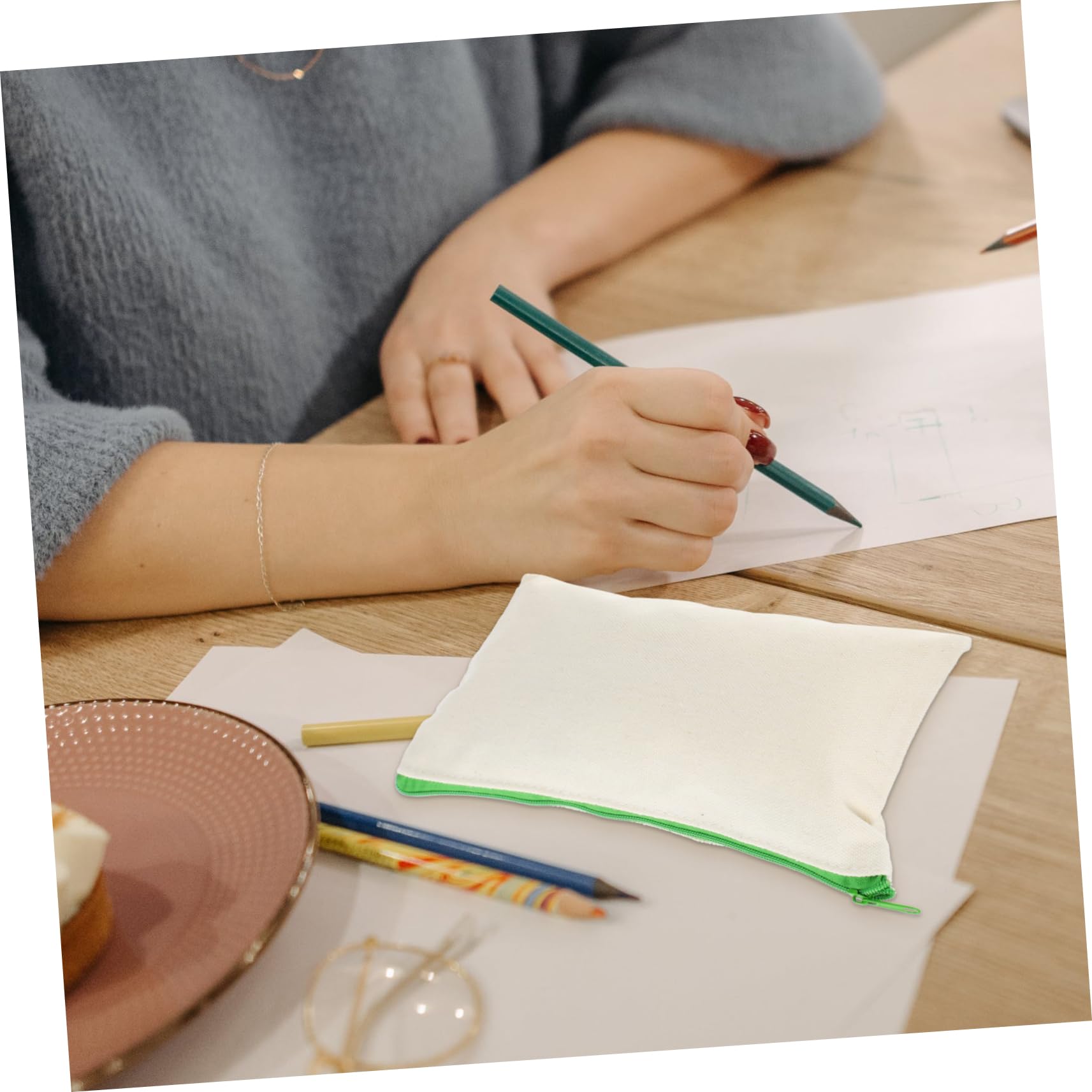 NUOBESTY 2 Set Astucci Tela Con Zip Per Studenti Borsa Portapenne E Cosmetici Fai Da Te Custodia Portapenne Mano Sacchetto Decorabile E Resistente Per Scuola E Viaggio 10 Pezzi * 2