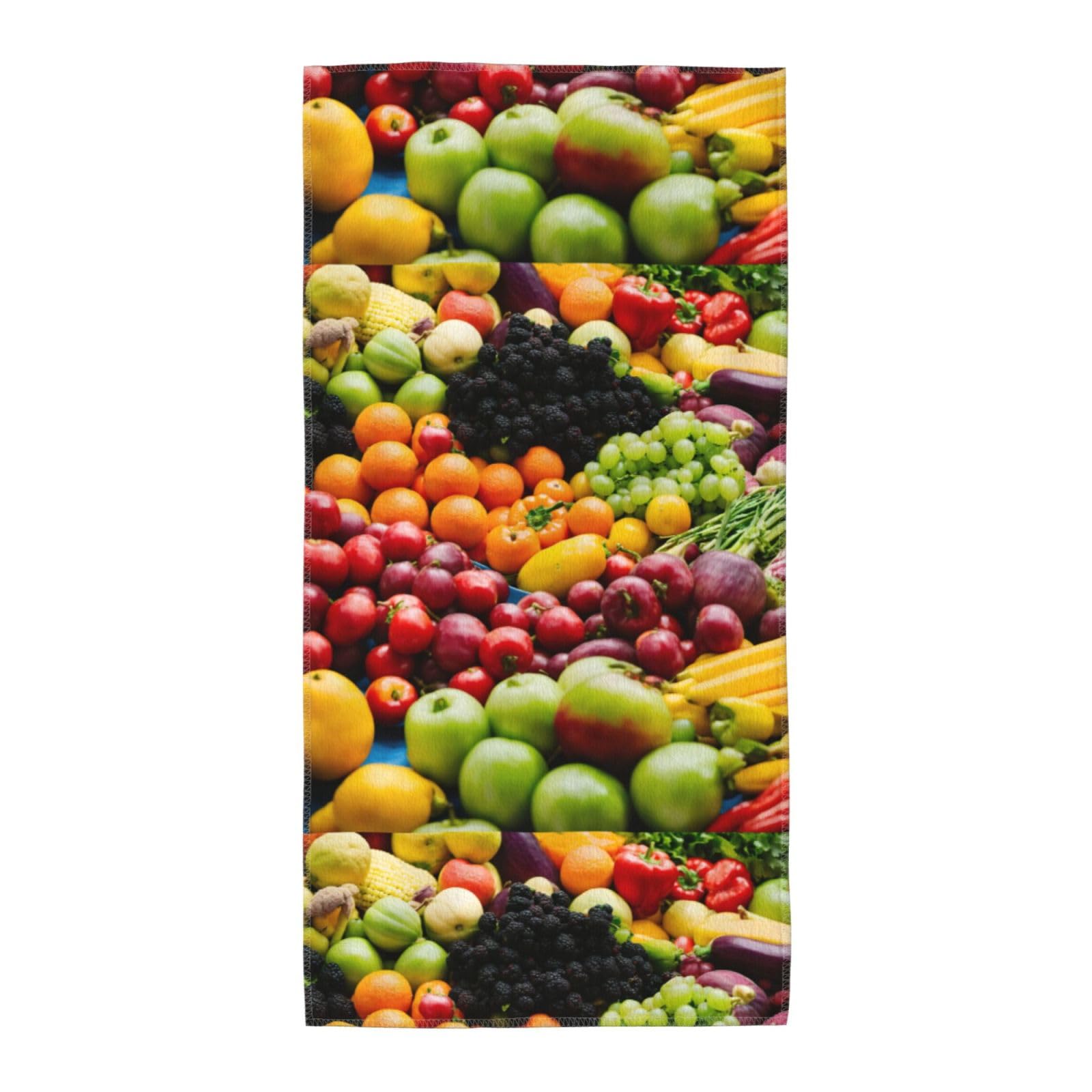 Cbaaghh Vegetable Fruit Print Towel, Towels Thick Face Towels Fast Drying Washcloth For Bath, Spa, Gym