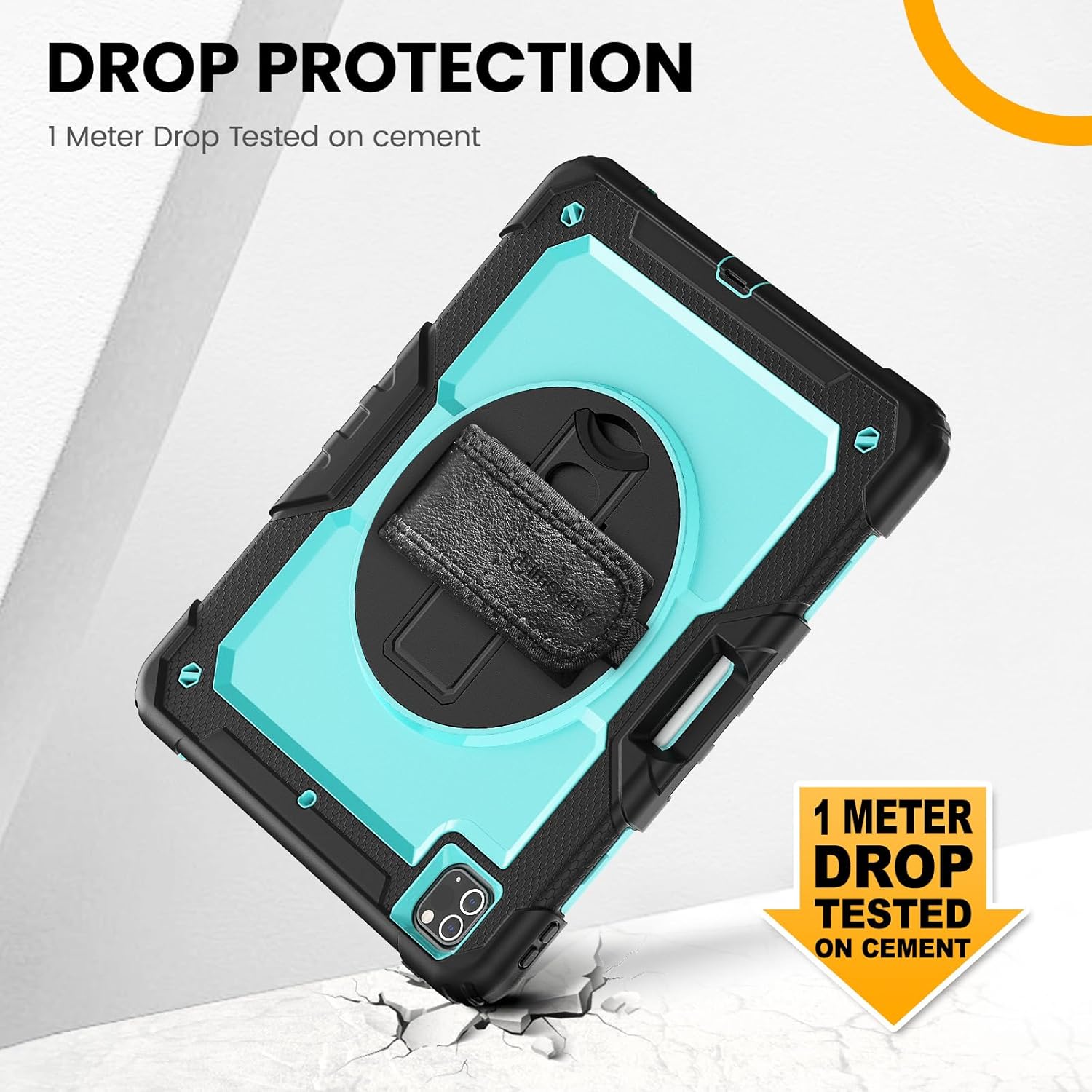 Timecity for iPad Pro 12.9 Case 6th/5th/4th/3rd Gen, 360° Rotating Stand, Pencil Holder & Wireless Charging, Shockproof with Screen Protector & Shoulder Strap -for Designers & Professionals-Light Blue