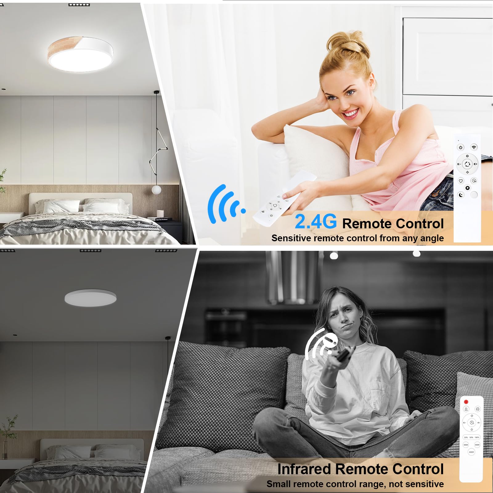 Yexati Plafoniera LED Dimmerabile 3000K-6000K,32w Plafoniera Led Soffitto Moderna in Legno,Plafoniere Telecomando&Smart App,Adatto a Soggiorno,Camera da letto, Cucina, Bianco