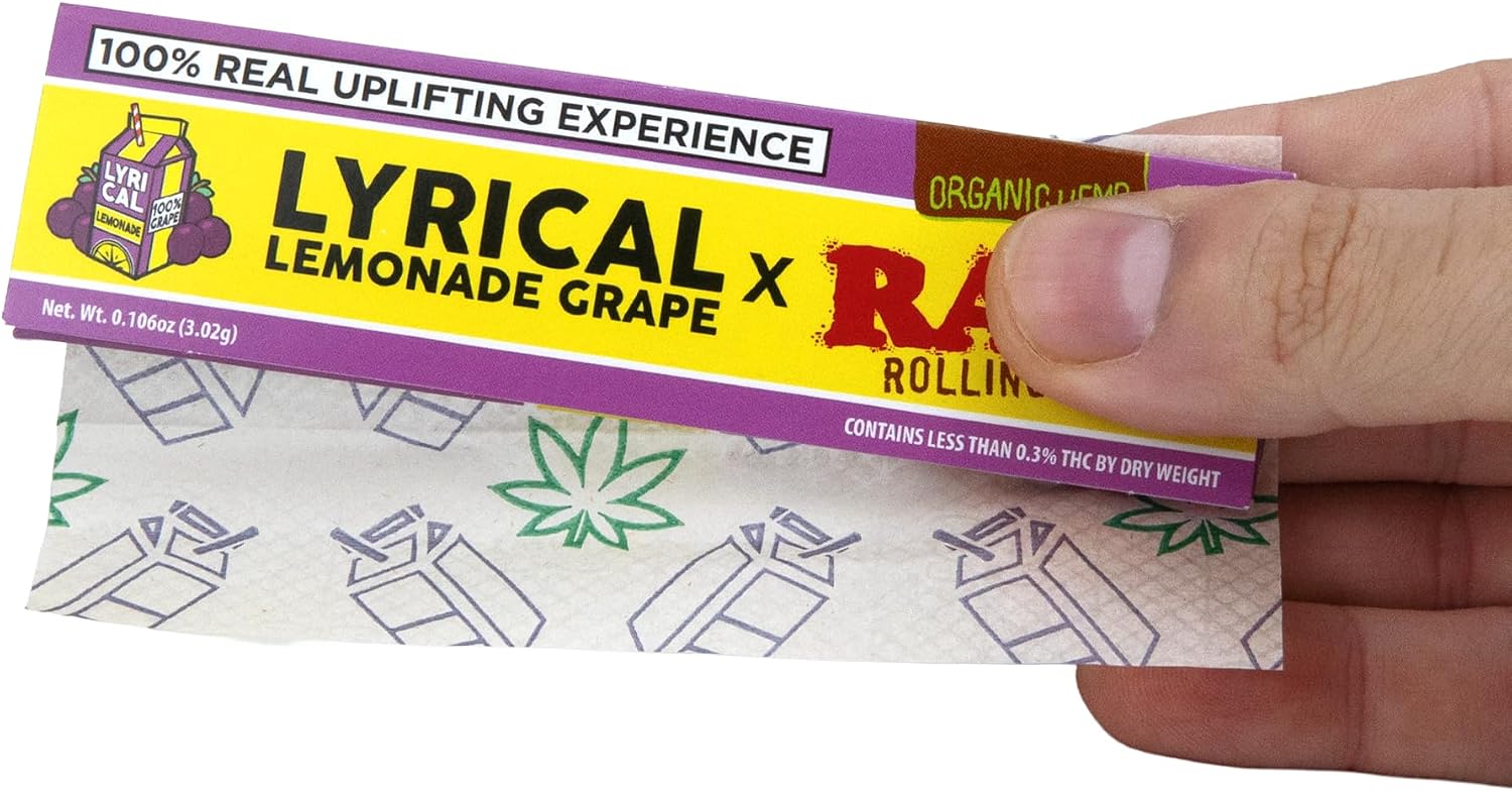 RAW Grape Organic Rolling Paper King Size Wide - 5 Pack + Keychain