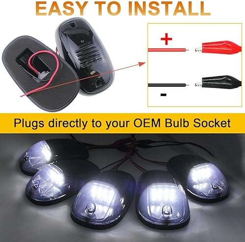 Miniatura 10 de KOMAS 5 piezas de lente ahumada negra 16 luces LED de señalización de techo de cabina de luz de repuesto para camión, SUV, Dodge Ram 1500 2500 3500