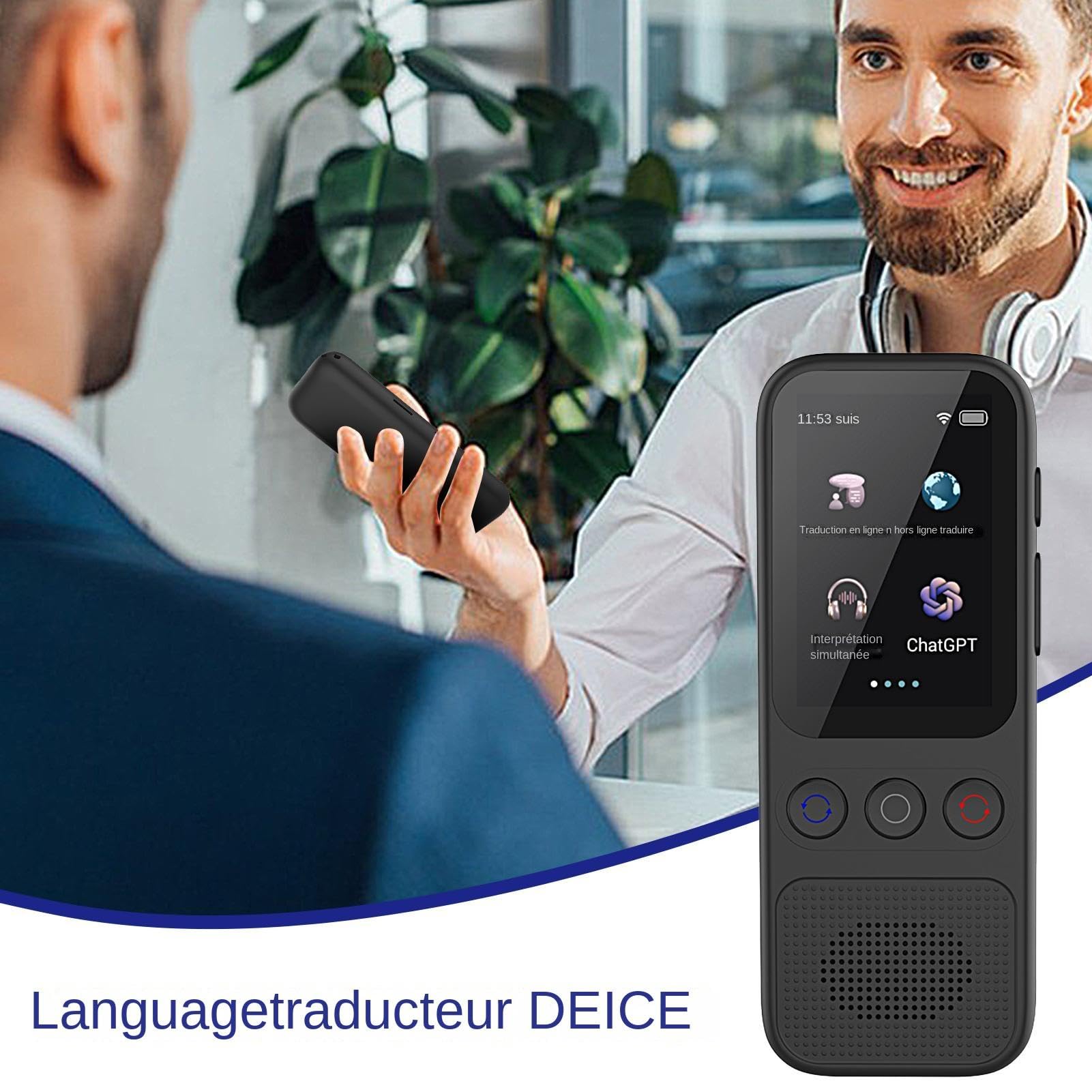 Appareil de traduction – Traducteur de langue de haute technologie, traduction vocale instantanée | Traducteur de langue parfait pour le voyage, appareil de traduction compact de poche, idéal pour le