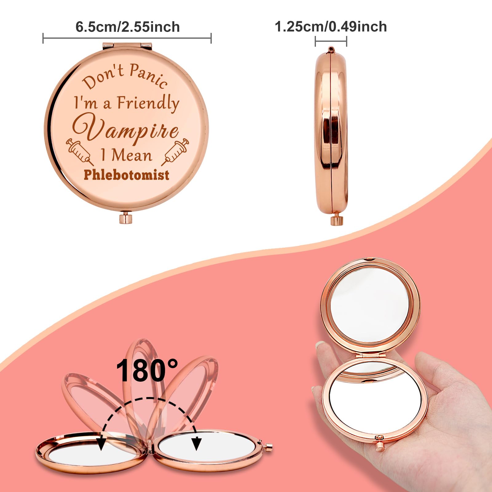 Funny Phlebotomist Gifts Nurses Gifts for Technician Hematologist Compact Makeup Mirror Christmas Appreciation Gifts Phlebotomy Technician Gift Folding Makeup Mirror Phlebotomist Graduation Gifts