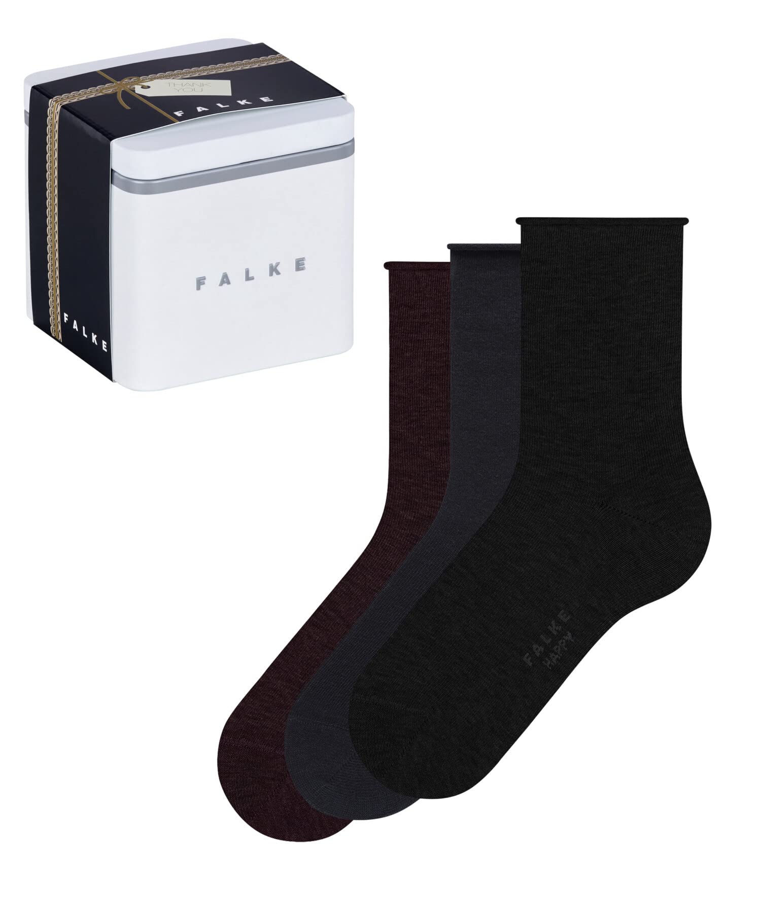 FALKEWomen's Happy Giftbox 3-pack Baumwolle Verstärkte Damensocken Ohne Muster Atmungsaktiv Dünn Im Multipack Geschenkbox 3 Paar Socks (pack of 3)