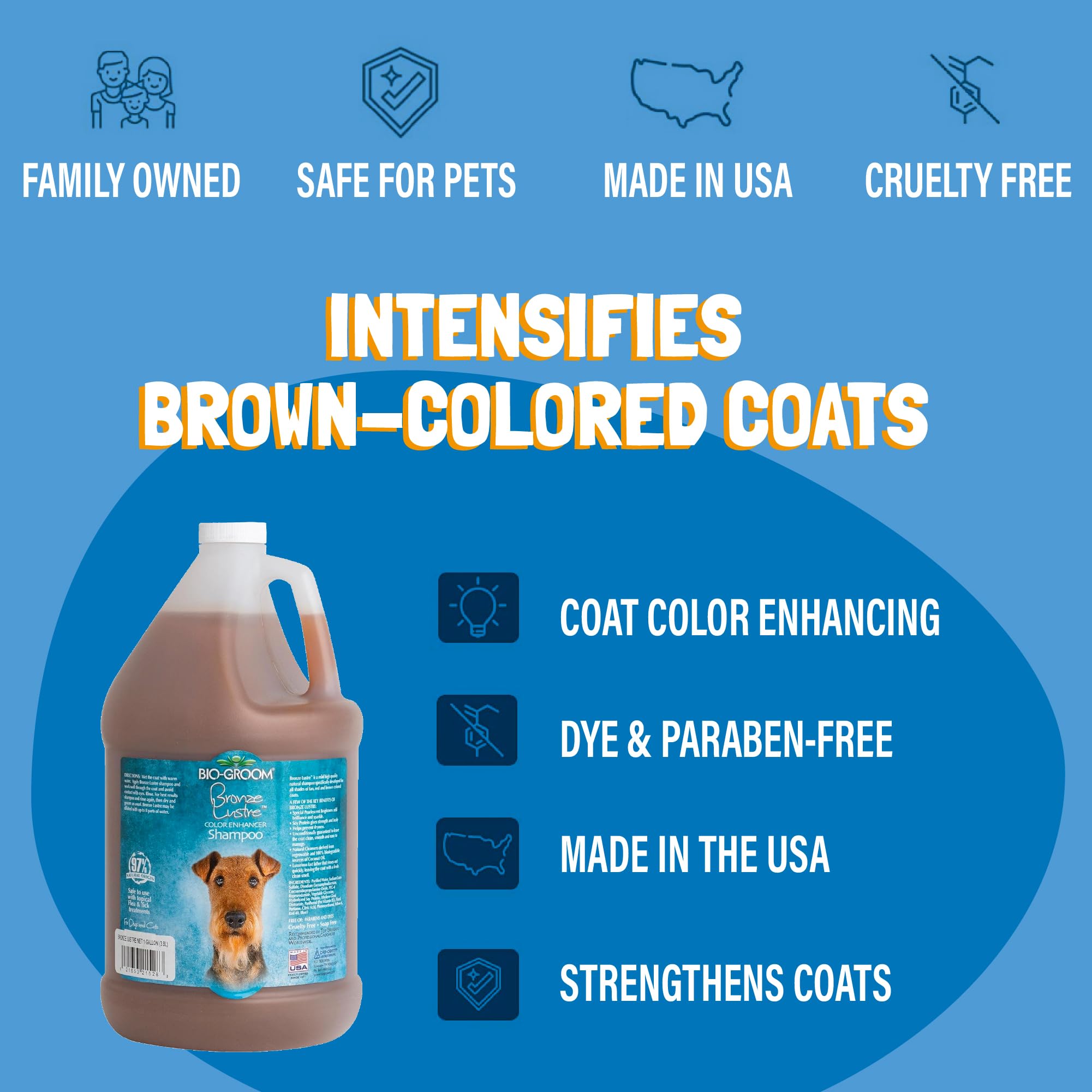 Bio-groom Bronze Lustre Enhancer Pet Shampoo, 1-Gallon