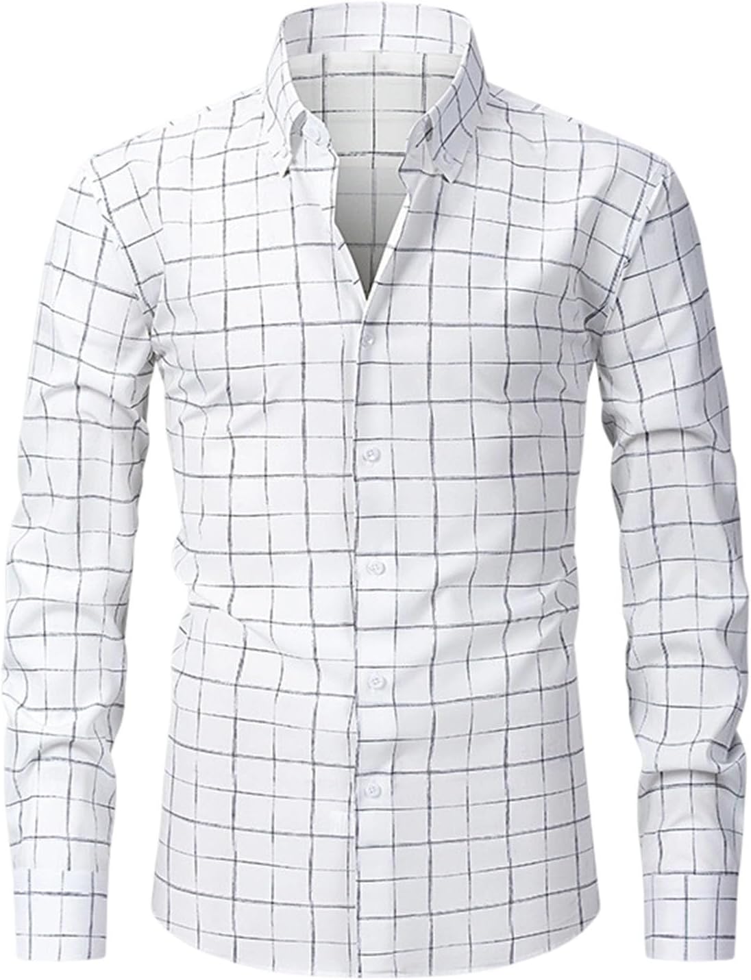 Mens Plaid Button Down Shirt Long Sleeve Casual Business Shirt