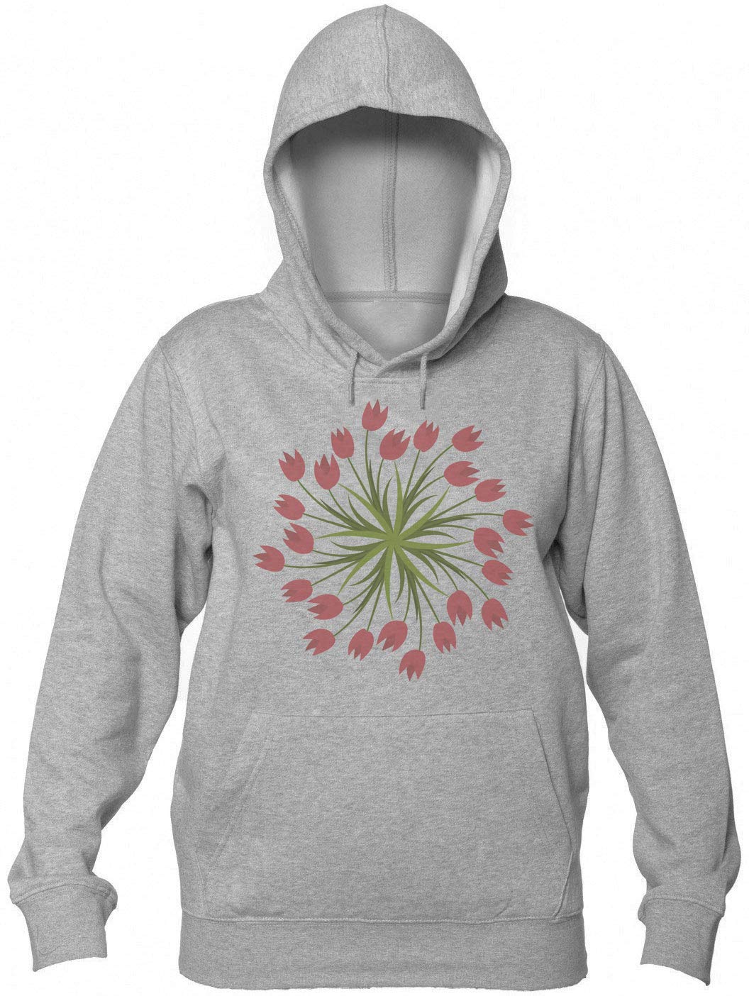 Mandala Style Circle of Red Tulips Women's Hooded Sweatshirt