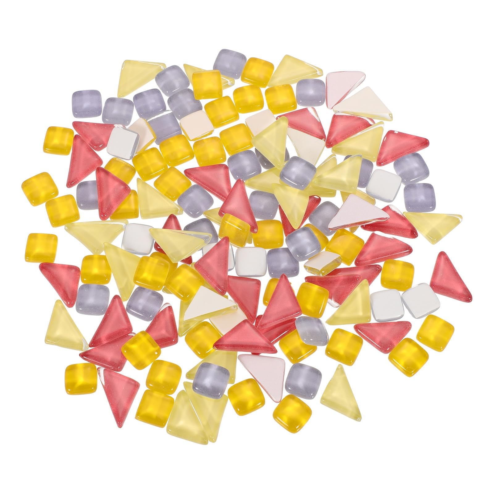 sourcing map 200g Glass Mosaic Tiles, Irregular Tiny Glass Tile Crystal Broken Mixed Shapes Mosaic Glass Pieces for Art Crafts Bulk Picture Frames Flowerpots(10 x 10mm, Rose Yellow Blue)