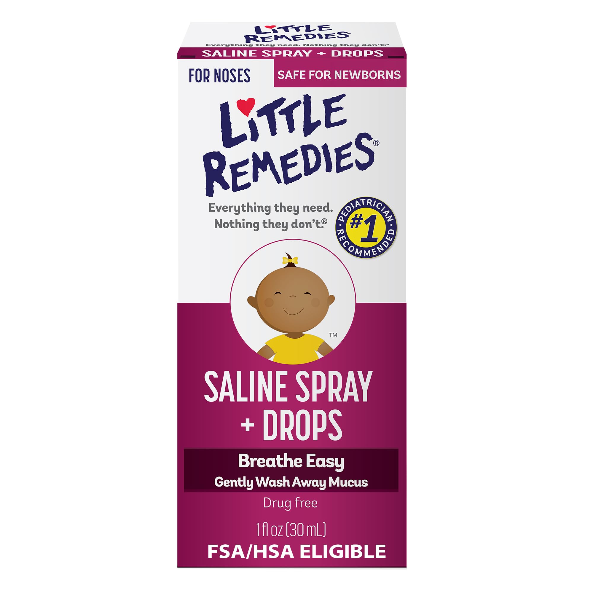 Little Remedies Noses Saline Spray Drops, 1 Fl Oz