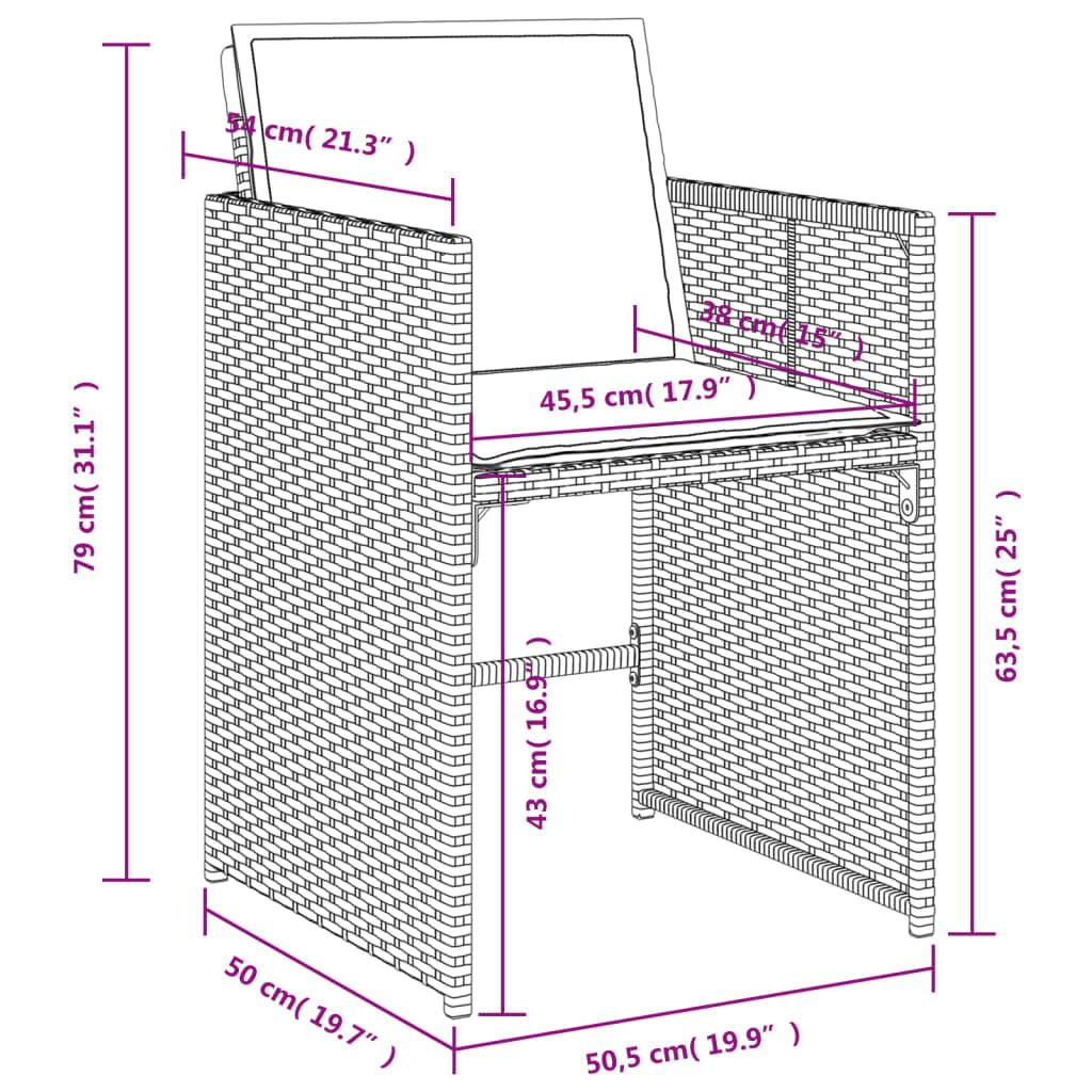vidaXL Set da Pranzo da Giardino 5 pz con Cuscini in Polyrattan Grigio