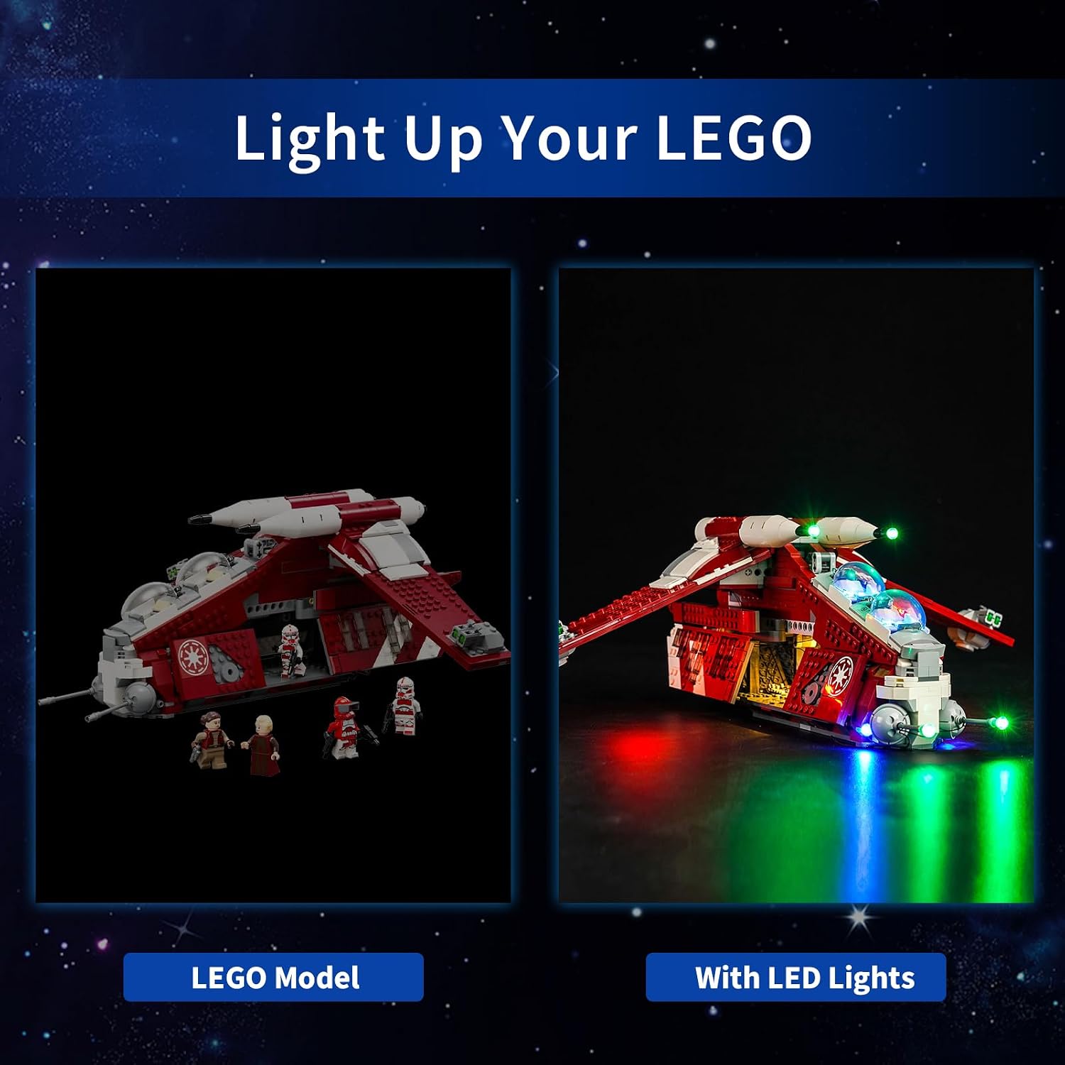 LED Light Kit for Lego 75354 Clone Wars Coruscant Guard Gunship, Light Kit ONLY, Lego Model is NOT Included (Standard)