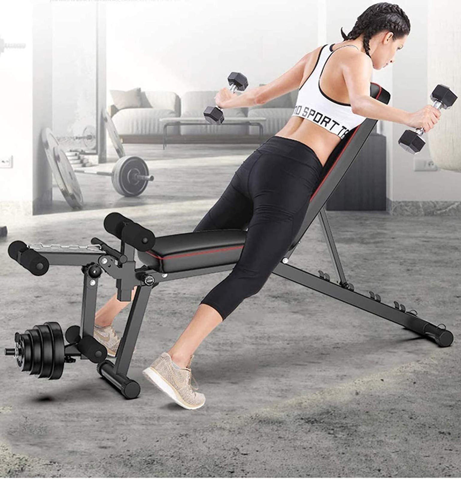 Sprzęt Fitness Wielofunkcyjna Ławka Do Ćwiczeń Brzucha, Regulowana Ławka Do Hantli, Sprzęt Do Ćwiczeń Domowych Z Prostowaniem I Zginaniem Nóg, Trening