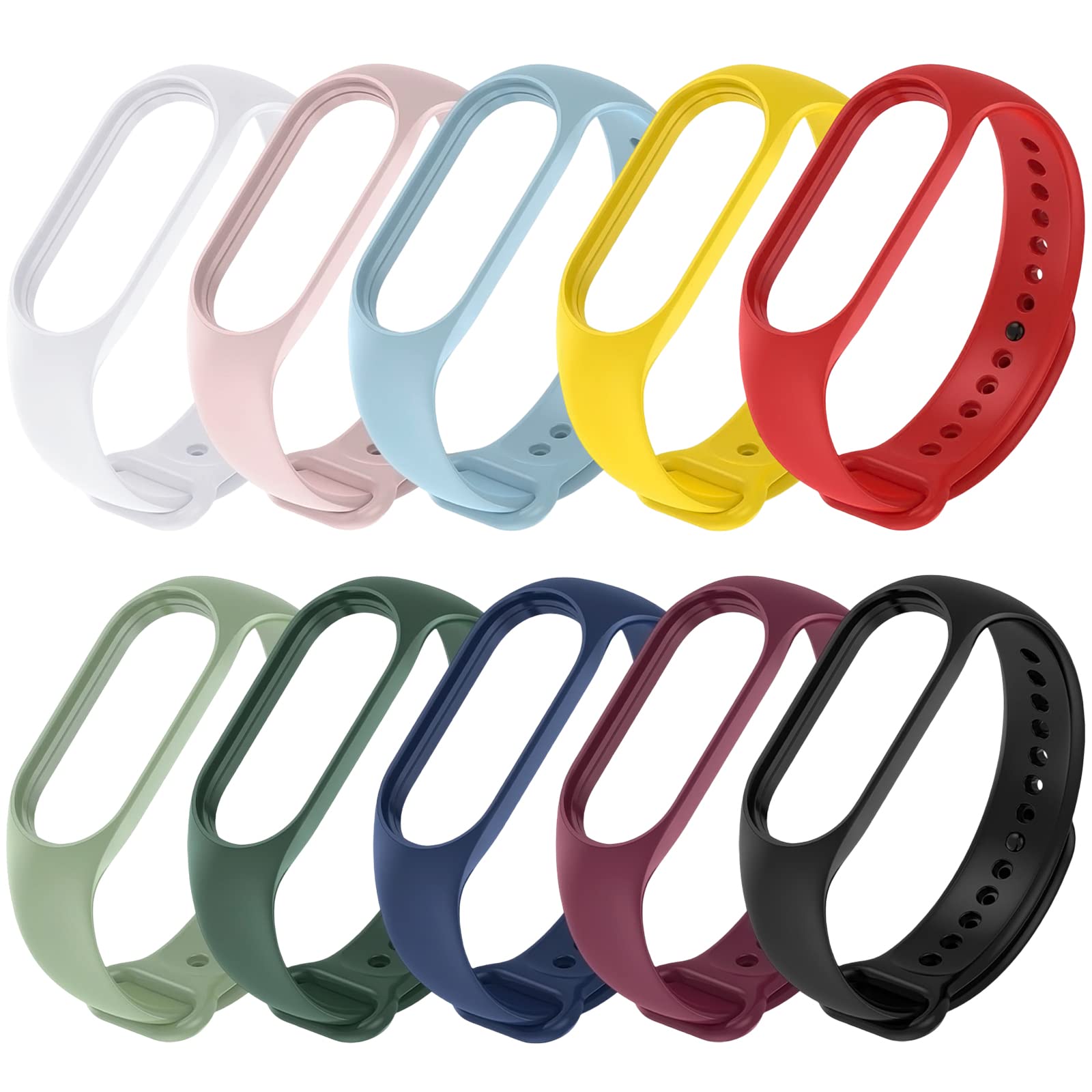 [サムコス] 10個セット シャオミ Mi Band 5/6 10色 換えバンド TPU 柔らかい 交換ベルト 時計ベルト ソフトバンド リストバンド スマートウォッチ 替えベルト 耐衝撃 通気 防水 取り付け簡単 (mi band 5/6, A)