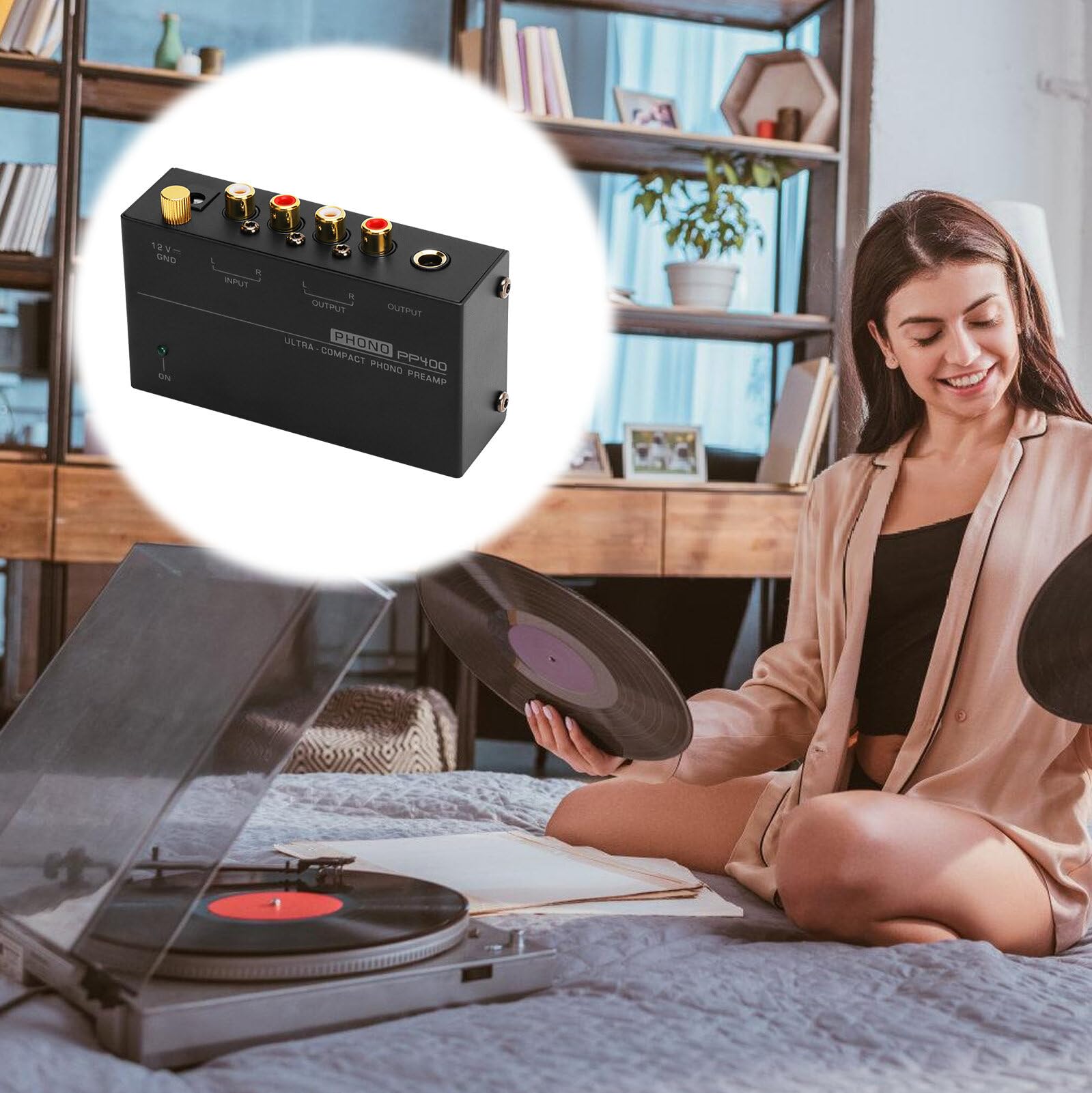 Molbory Phono preamplificatore giradischi RCA Input Output 12 V ultra compatto