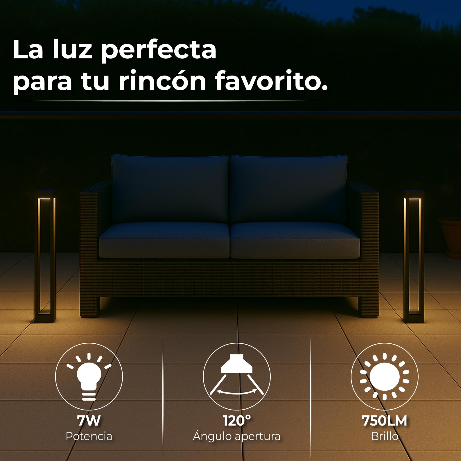 LED ATOMANT 2x Baliza LED Jardin 7W Color Luz Fria 750lm IP67 Metal Negro | Color Blanco Frio 6500K