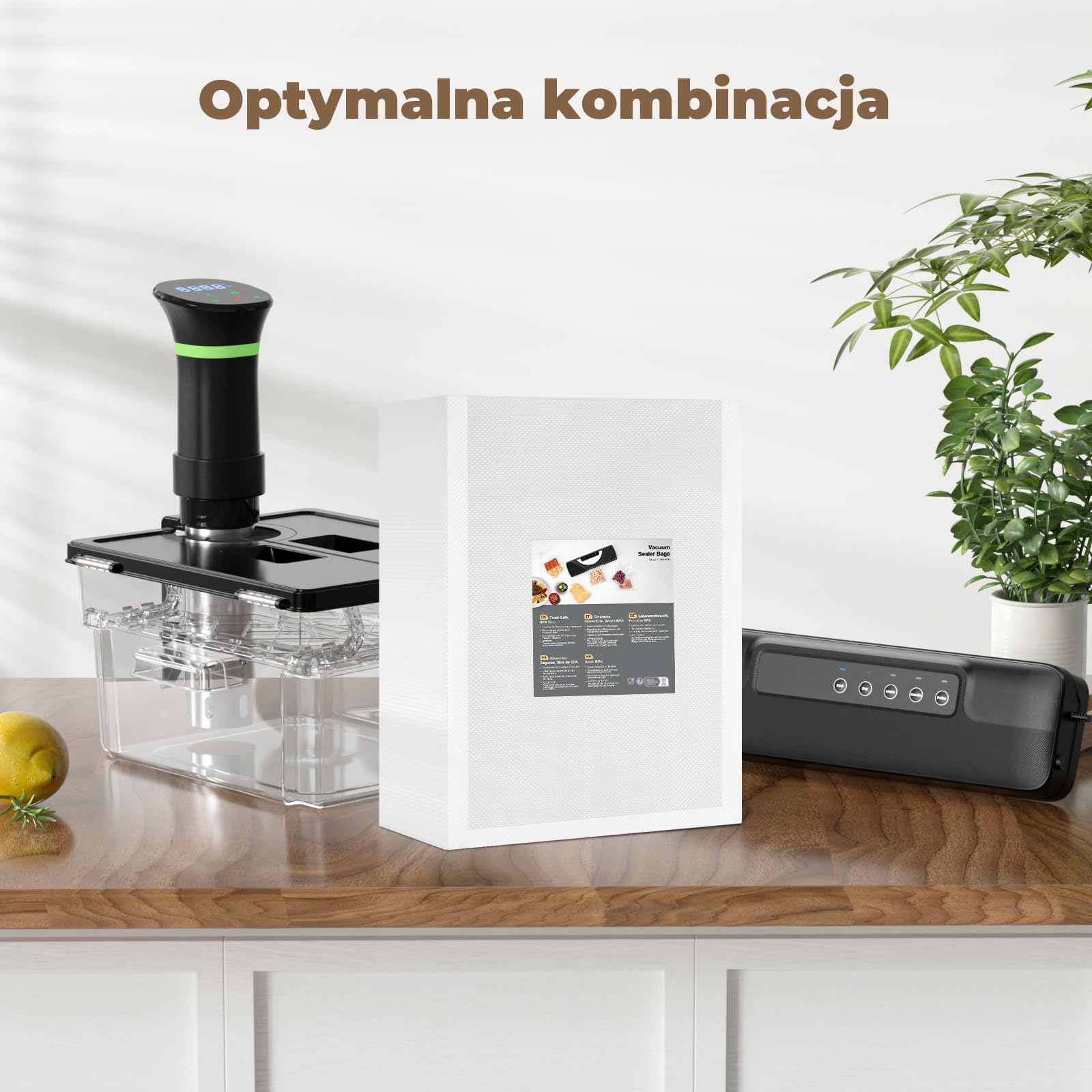 Worki Próżniowe do żywności 100 worków 28 x 40 cm, Profesjonalne Worki Foliowe do Zgrzewacza Próżniowego bez BPA, do Zamrażani/Sous Vide/świeżość, Mocne i Odporne na Rozerwanie