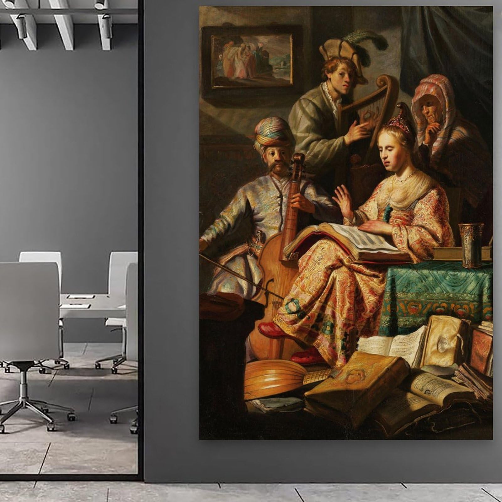 Gerard Ter Borch Künstlerwerke Das Konzert-Poster, Leinwandbild, Wandkunst, Bilder für Heimdekoration, modernes Kunstwerk für jeden Raum, 40 x 60 cm