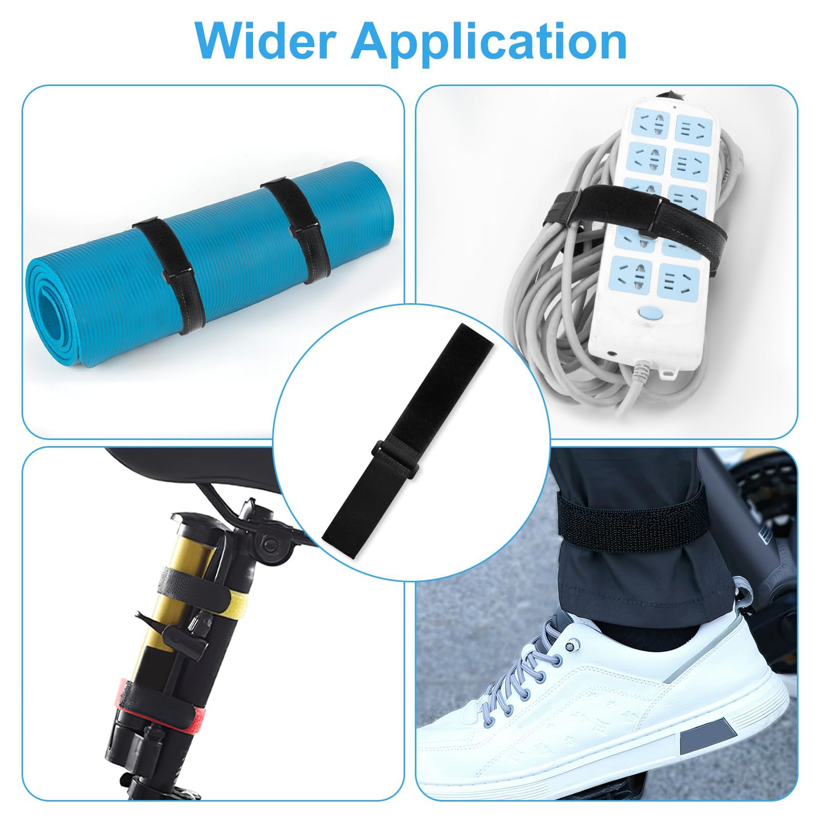 2PCS Sangles de Porte-Vélos Sangle de Stabilisateur de Vélo Réglables Strape Cinche Rechaple Sangles Auto-Adhésives pour Fixer et Attacher Les Vélos le Transport et le Stockage (60 cm x 2,5 cm)
