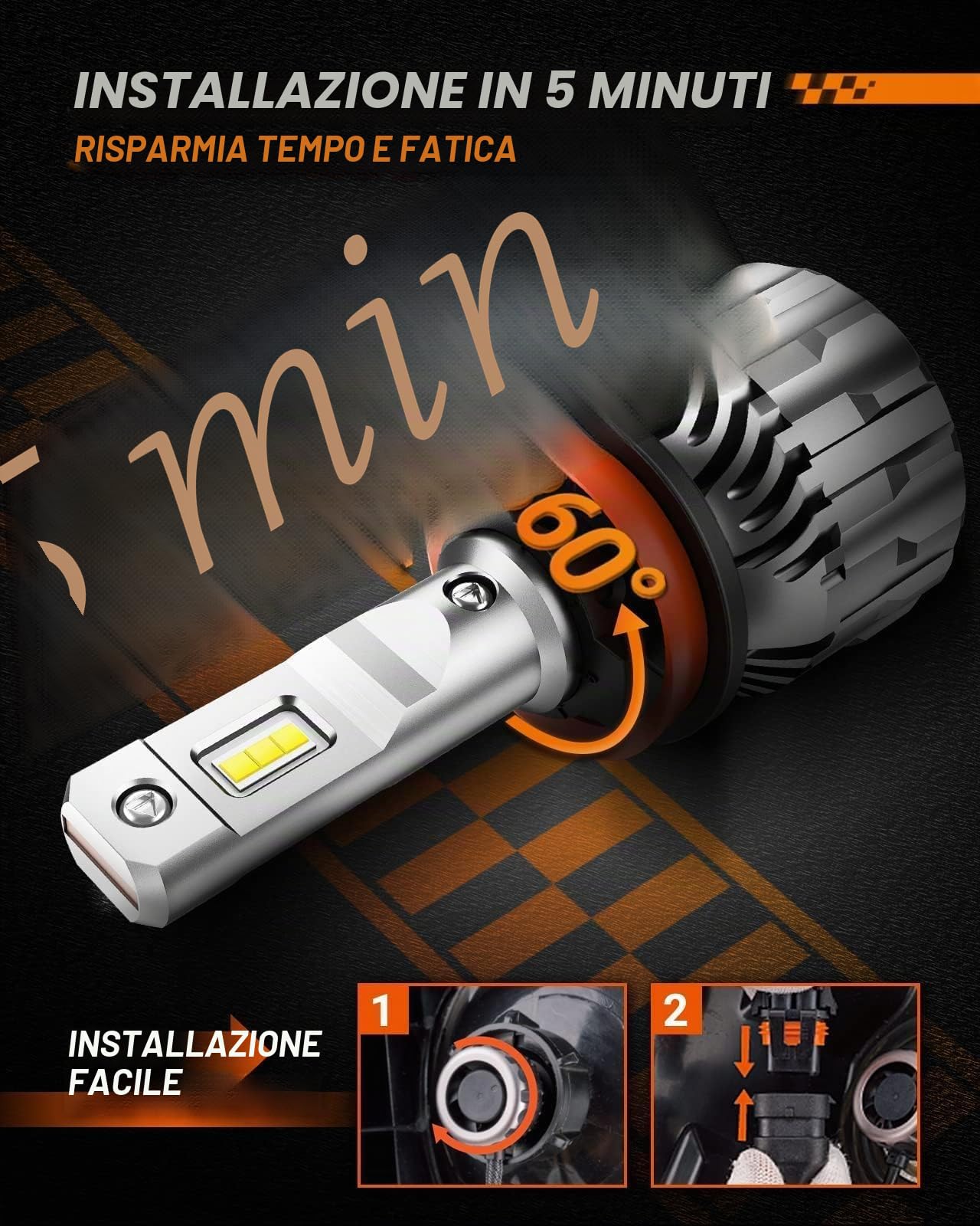 SEALIGHT Lampadine H11 LED H8 H9 per Fari Auto 22000LM Freddo 500% Kit di Conversione LED Anabbaglianti e Abbaglianti Luminosi, Sostituisce Lampade Alogene, 2 Pezzi (H11 22000LM)