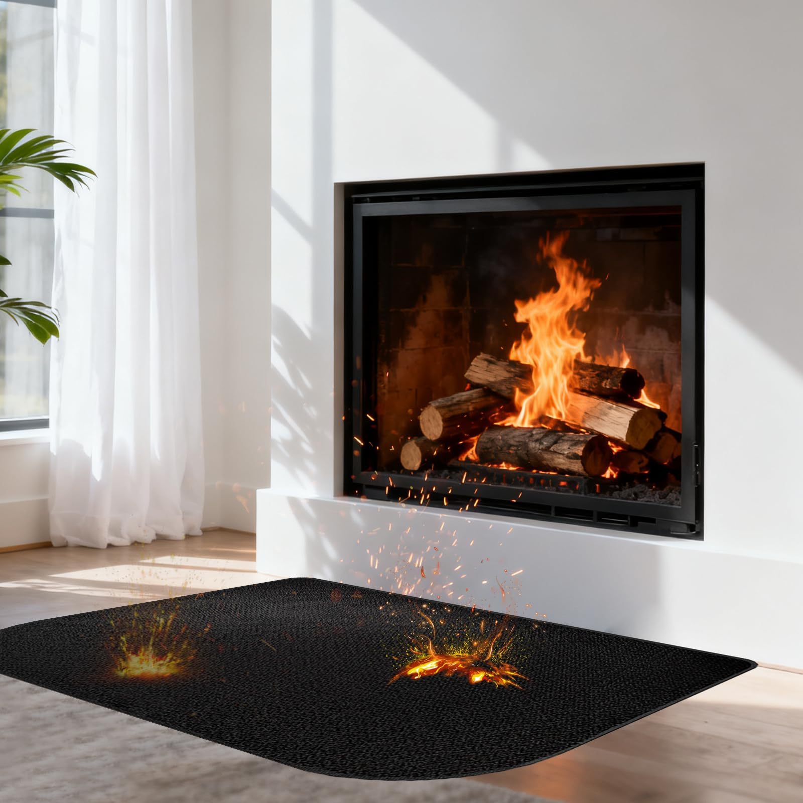 Alfombrilla Ignifuga, Alfombra Ignifuga para Chimenea 80x50cm, Alfombra Ignifuga Semiredonda, Alfombras Ignífugas Chimeneas, Protector Suelo Chimenea, Proteger el Suelo contra chispas