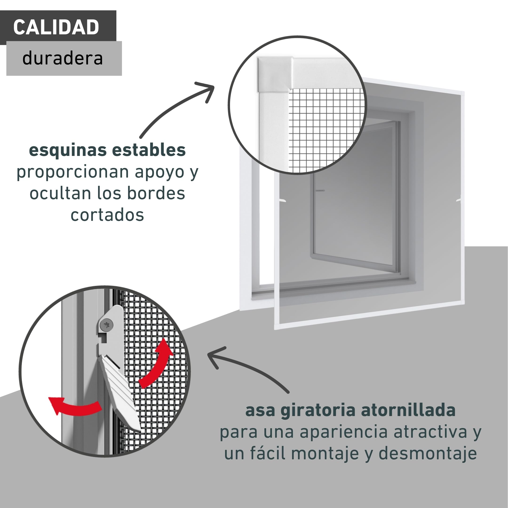 Windhager Mosquitera Marco Tensor Expert, mosquitera Marco de Aluminio para Ventanas 140 x 150 cm, Blanco, 04338