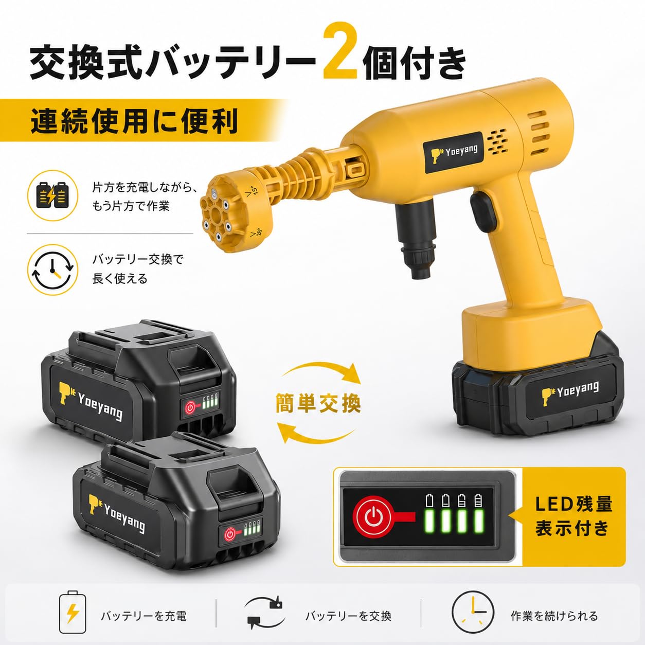 Amazon | 高圧洗浄機 コードレス 充電式【AI恒圧チップ搭載・二重密封