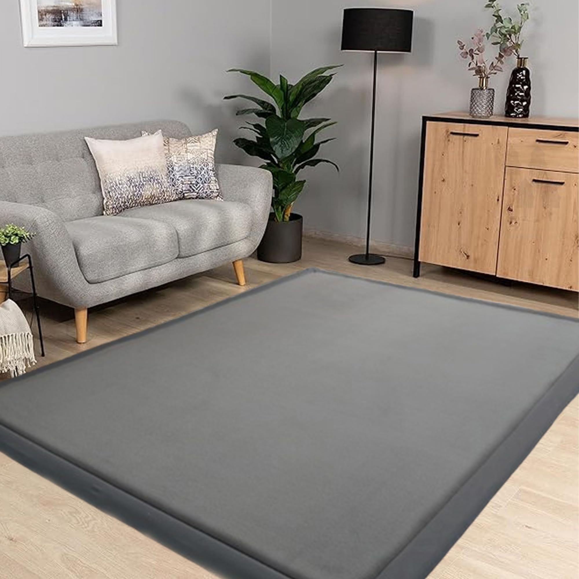 Tapis épais et élégant gris foncé 160 x 200 cm moelleux isolant