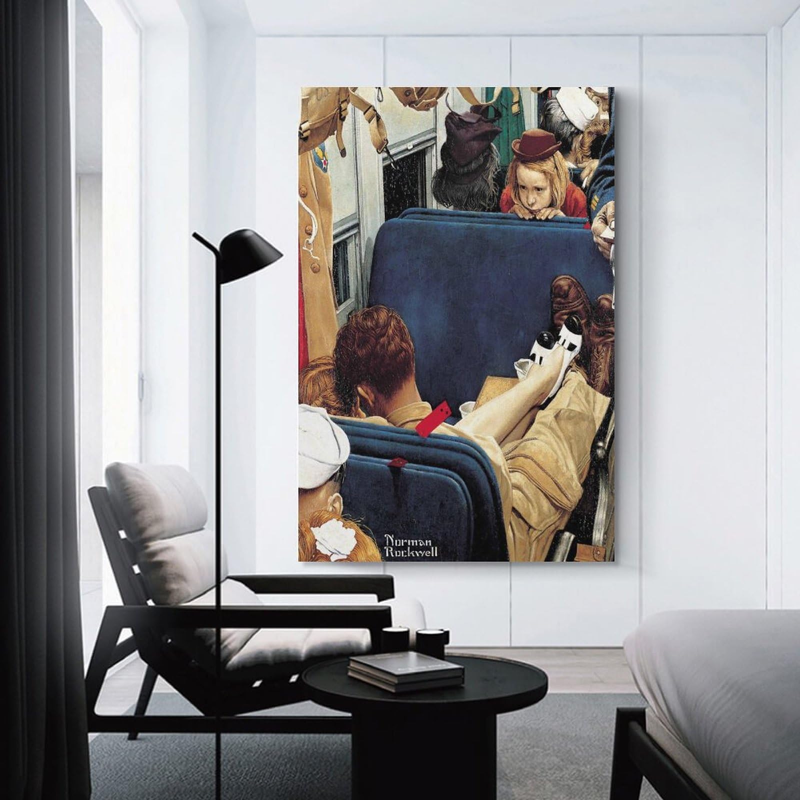 Amazon.co.jp: Norman Rockwell ノーマンロックウェルの絵画電車の中で