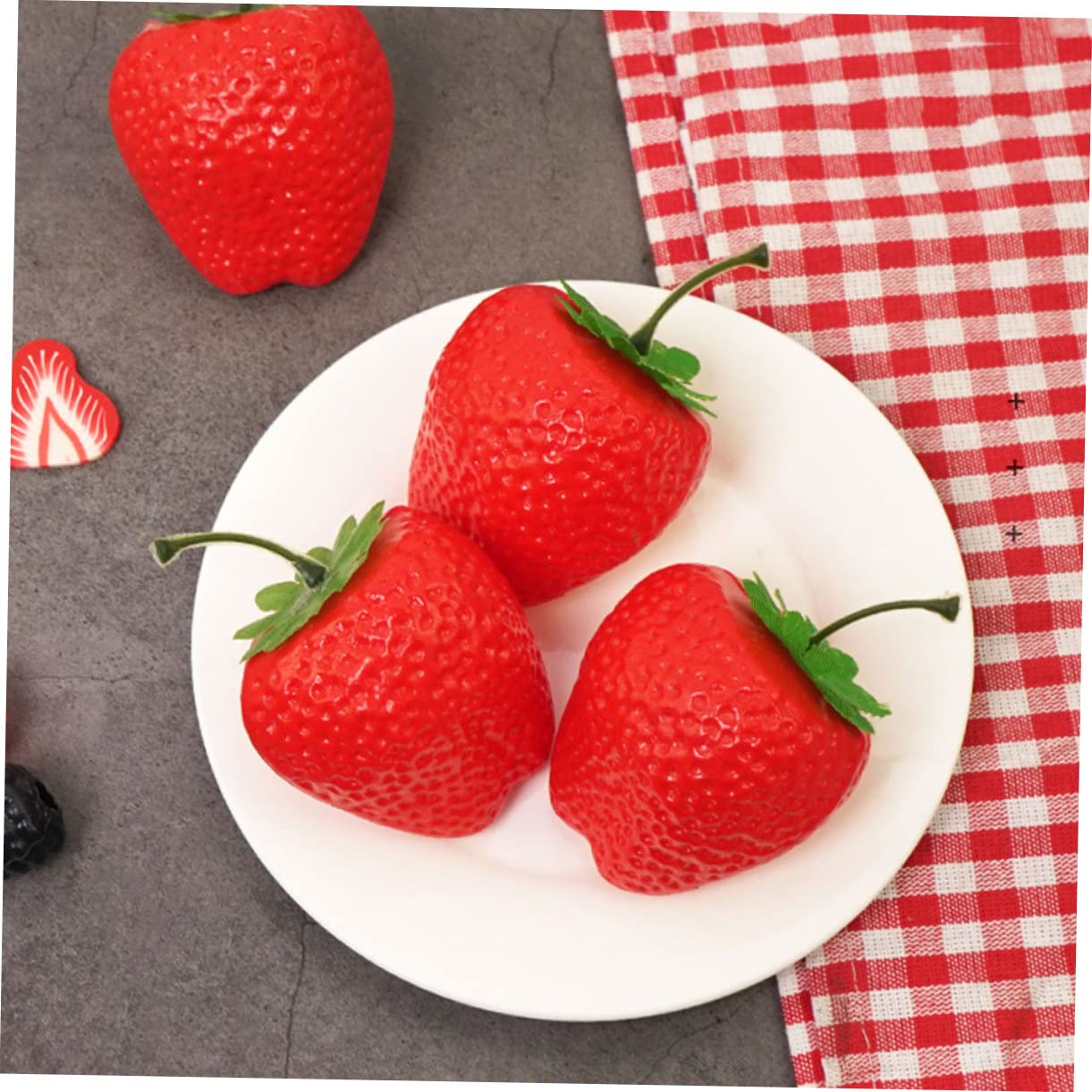 DECHOUS 4 Sätze Simulation Große Erdbeere Gefriergetrocknete Erdbeeren Erdbeersamen Künstliche Erdbeeren Attrappen Für Desserttische Lebensechte Früchte Gefälschte Erdbeere Rot 4 Stück * 4