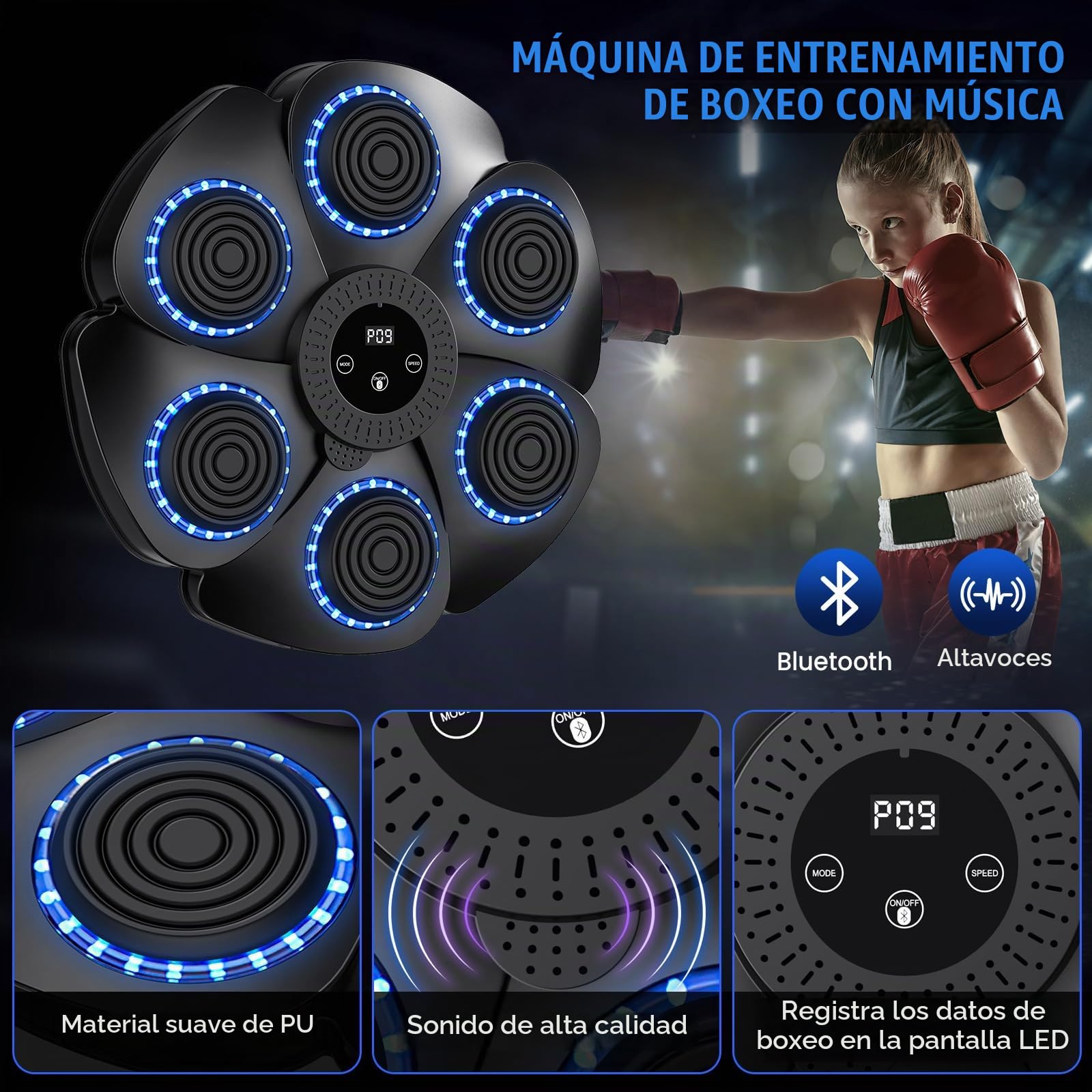 Máquina de Boxeo Musical Bluetooth, Boxeo Pared en Casa