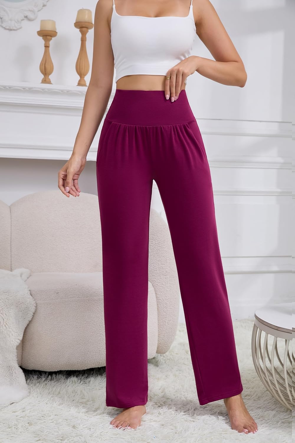 3 Pack Women's Petite Sweatpants, Casual Wide Leg Pants Loose Fit Lounge Pants with Pocket, S-2XL,S-2XL - Image 4