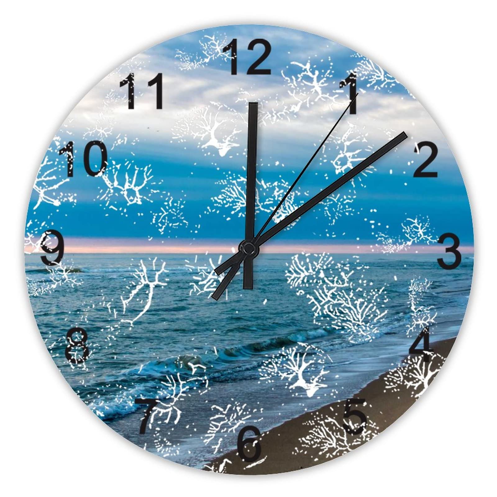 Horloge murale silencieuse grand format de 40 cm au design lever du soleil épuré