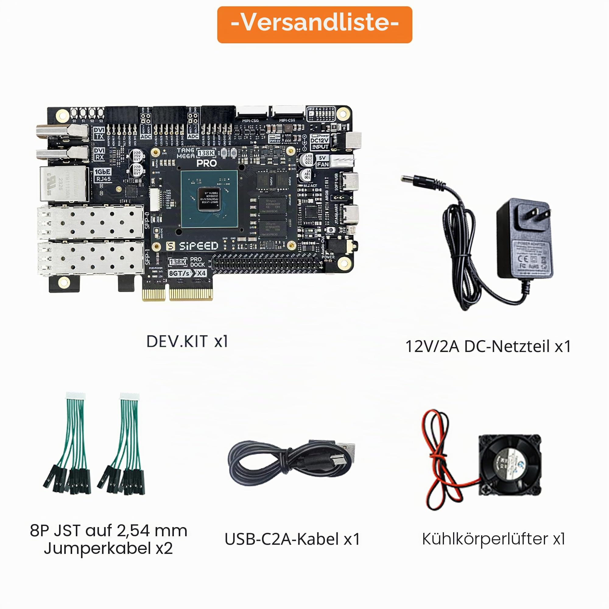 Sipeed Tang Mega 138K Pro Dock GW5AST RISC-V FPGA Development Board Kit, 1GB DDR3 Single Board Computer, onboard PCIe3.0 SFP SFP+ GbE PMOD Port for AI Development Education FPGA Programming