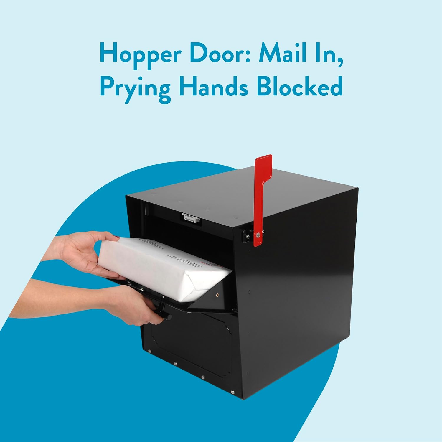 Architectural Mailboxes Oasis® TriBolt™ Secure, Anti-Pry Locking USPS Approved Heavy duty, Steel Metal Post Mount Mail Box for outside, Black Extra Large Curbside Mailbox with Magnet & Waterproof Door