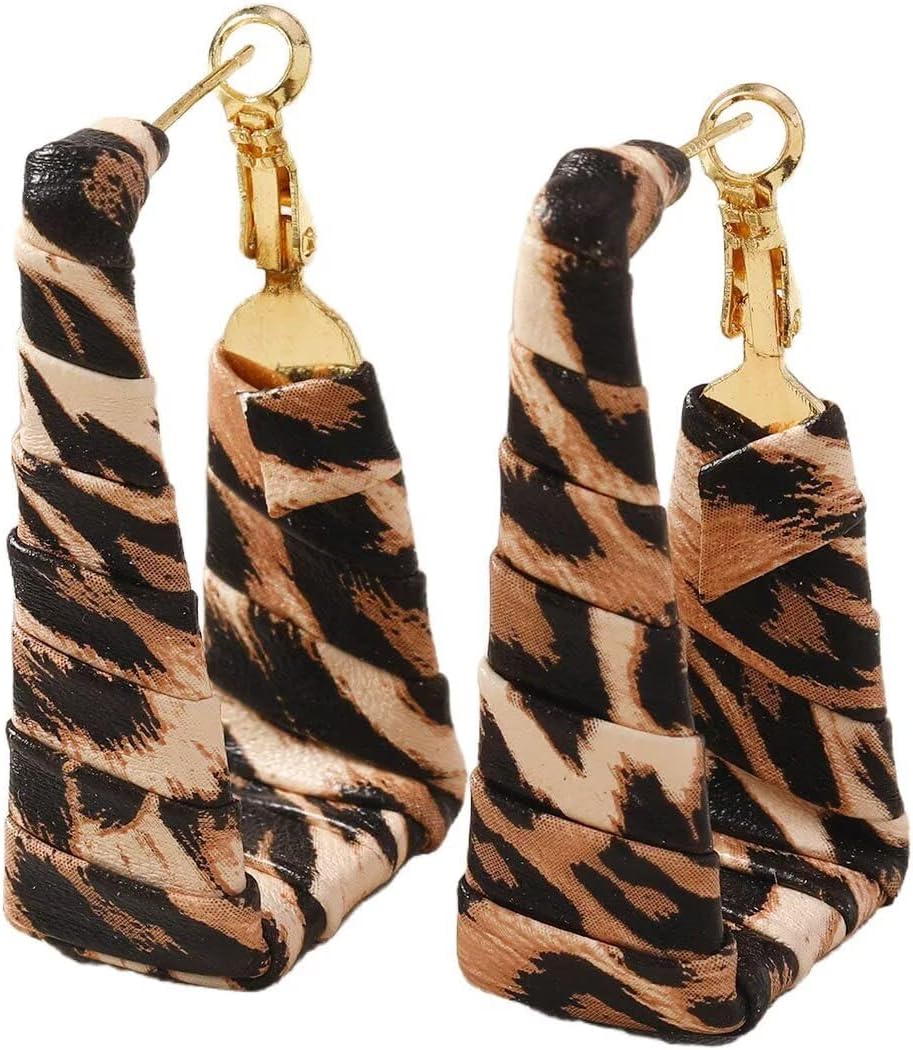 Chunky Leopard Print Camoflage Earrings for Women Handmade Leather Camo Dangle Earrings Vintage Jewelry Cool Outfits Accessories Gift