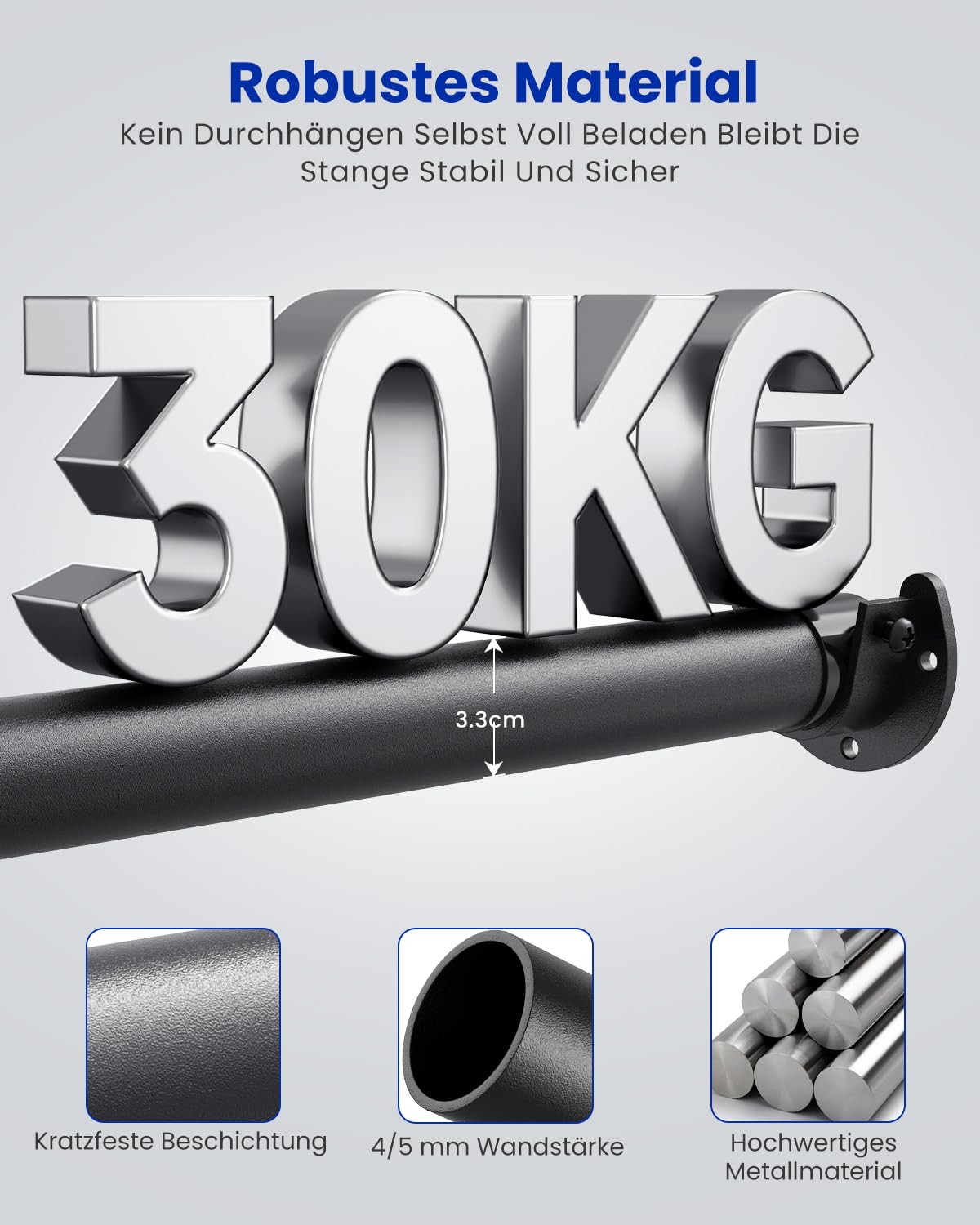 Kleiderstange Schrank, Kleiderstange Ausziehbar 43–135 CM, Kleiderstangen für Garderoben, Waschräume und Wohnmobile