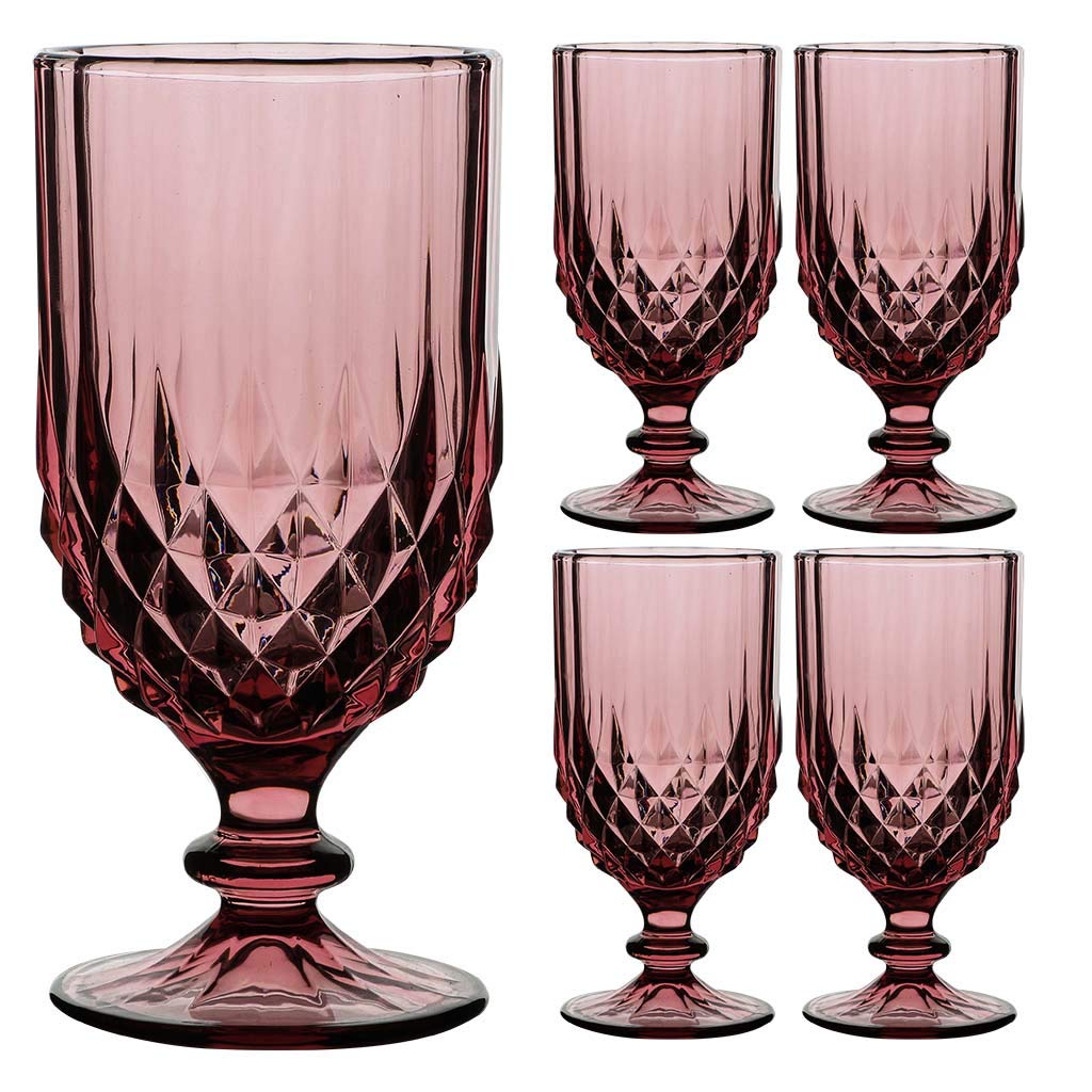 Dibor Wine Glasses Set of 4 Pink 340ml Dishwasher Safe Goblets Alfresco Dining Glassware โ image 1