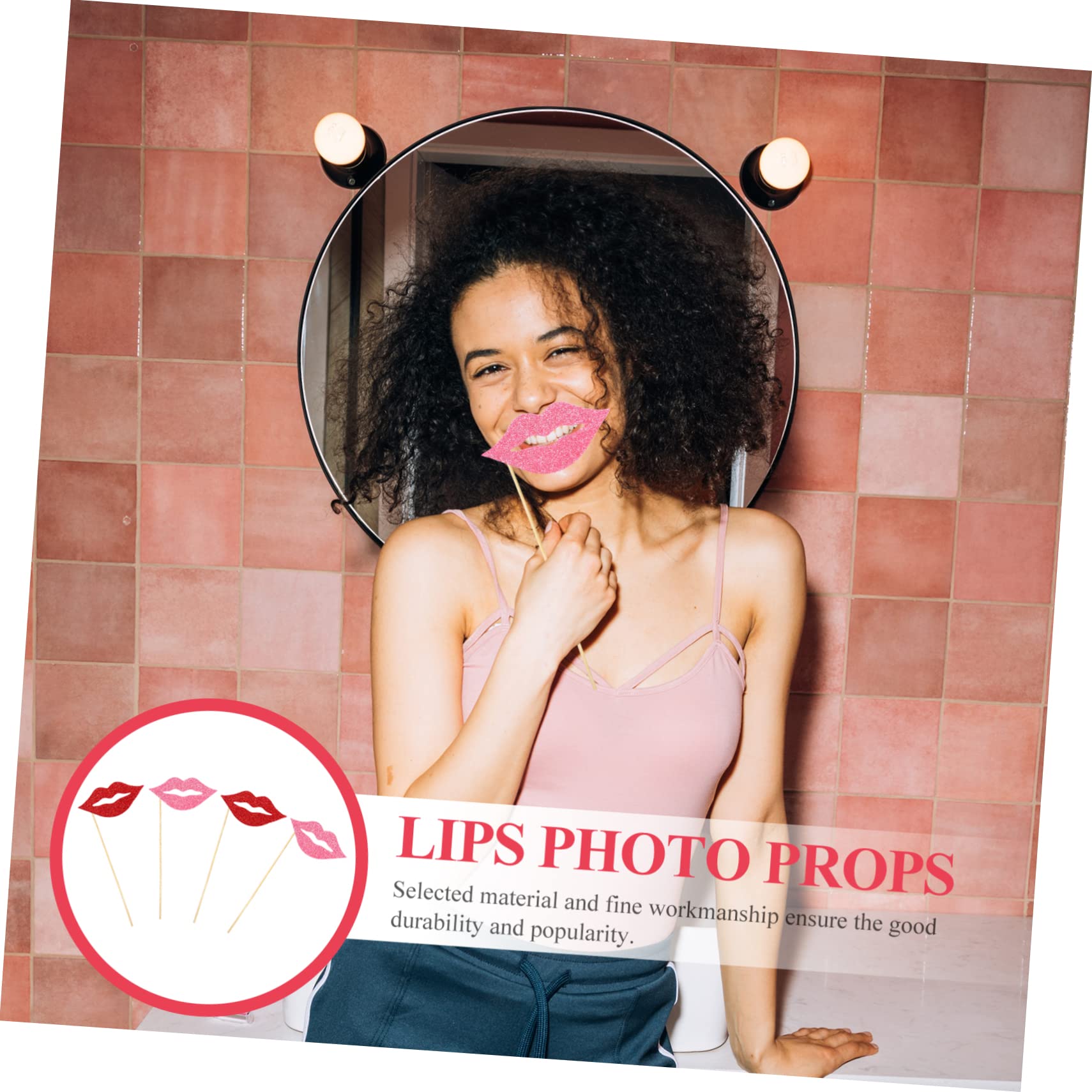 2 Sätze Teiliges Party Photo Requisiten Rote Und Pinke Handheld Lippen Props Umweltfreundlich Einfach Zu Verwenden Lustige Accessoires Für Geburtstag Hochzeit Kreative 40 Stück * 2