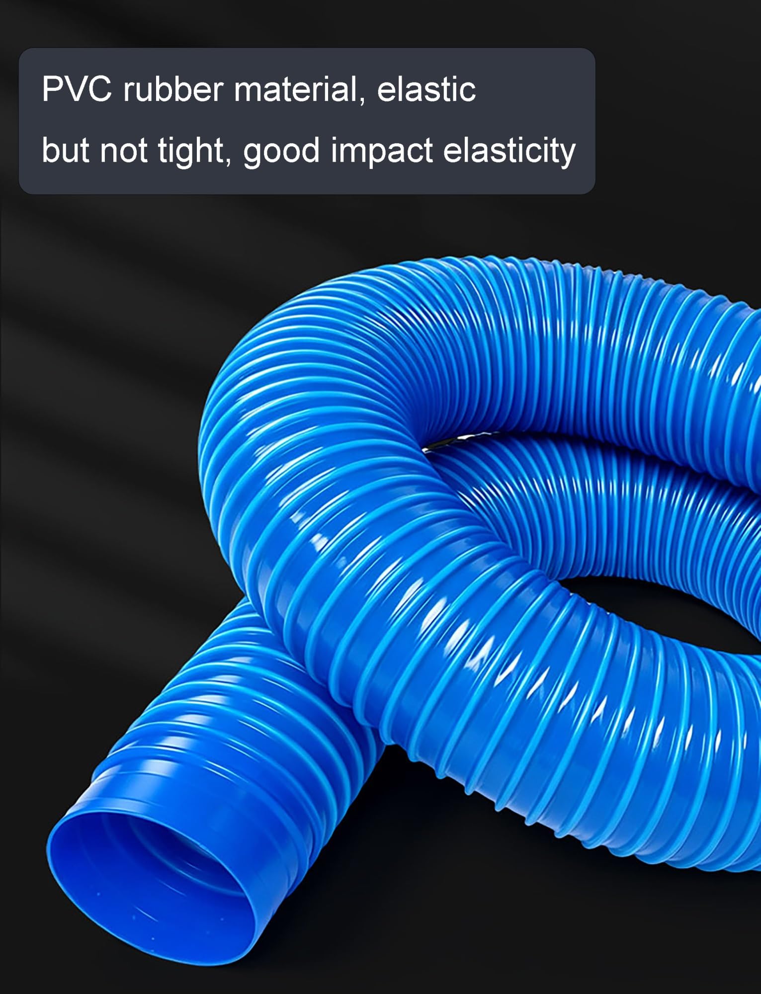 Manguera Flexible PVC Azul para Polvo y Ventilación de Humos | Manguera PVC Reforzada, -40~80°C, Interior Liso para Aspiradora, Polvo y Drenaje(110mm-L9.8 ft)