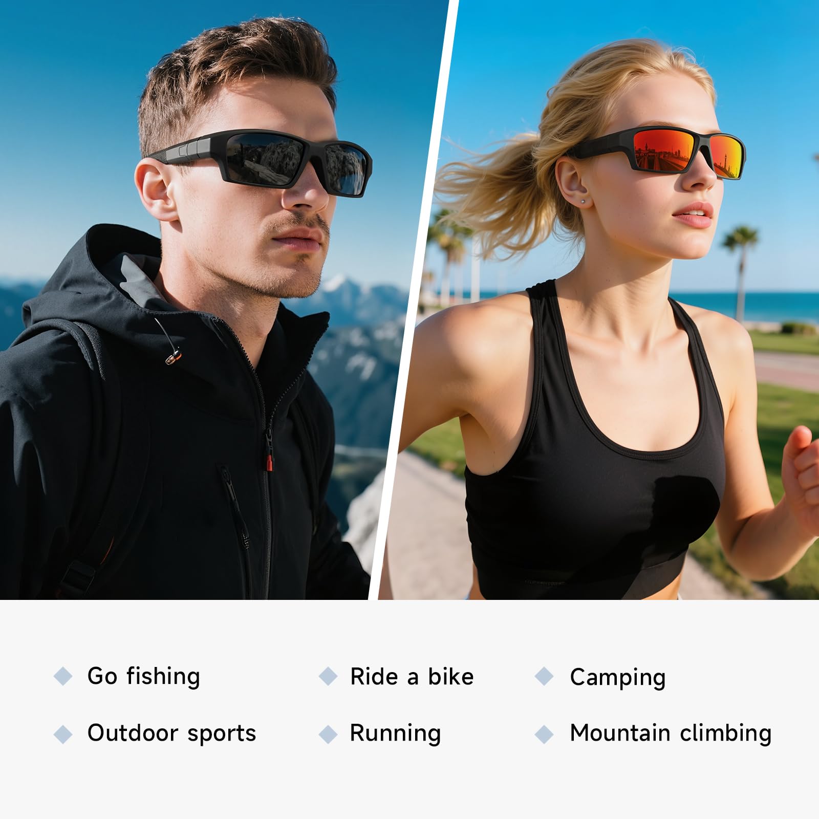 Polarized Sports Sunglasses Fishing Sunglasses For Men Women Driving Shades Cycling Camping Hiking Sun Glasses Uv400 Eyewear Blue