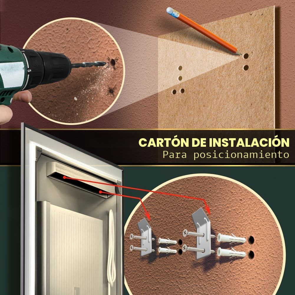 GANPE Espejo de baño LED, Espejo de tocador de Maquillaje montado en la Pared, Espejo Iluminado Moderno Grande, antiniebla+IP44 Impermeable+Vertical y Horizontal (80 x 100 cm)