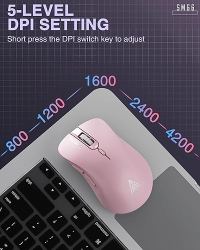 Miniatura 4 de SOLAKAKA SM66 - Ratón inalámbrico silencioso de modo dual con Bluetooth2.4GHz, ajustable 4200 DPI, mouse inalámbrico recargable para PC, Mac,
