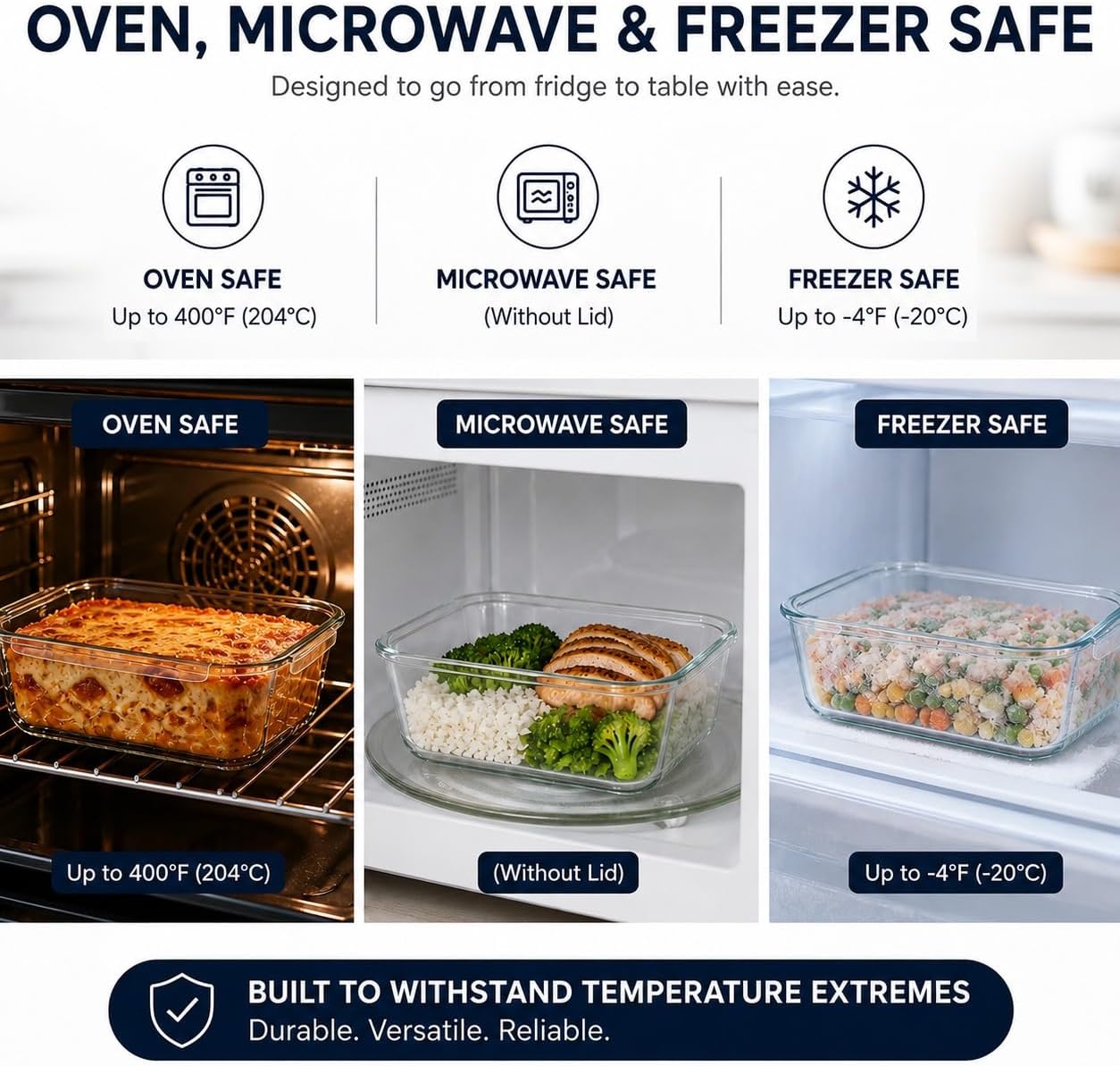 Sorbus Large Glass Food Storage Container with Airtight Locking Lid – 101.4 oz / 3L Large Glass Container, Oven Microwave Freezer Safe, Leak-Proof
