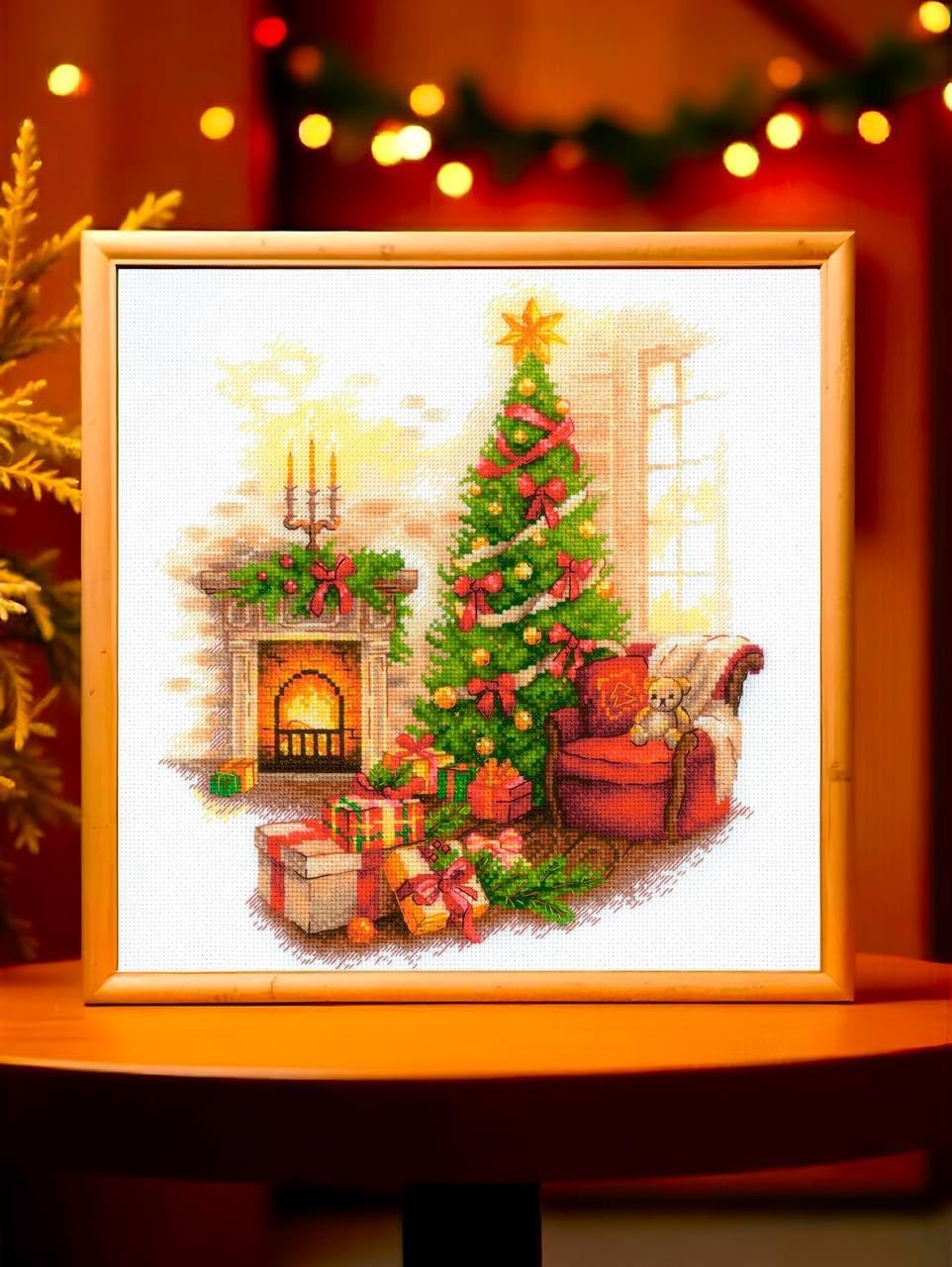 RIOLIS - Christmas Serenity 2265, Christmas Cross Stitch Kits 11¾"x11¾, Cross Stitch Kit for Beginners & Advanced, Cross Stitch Kits for Adults, Counted Stitching Kits, Embroidery Kit